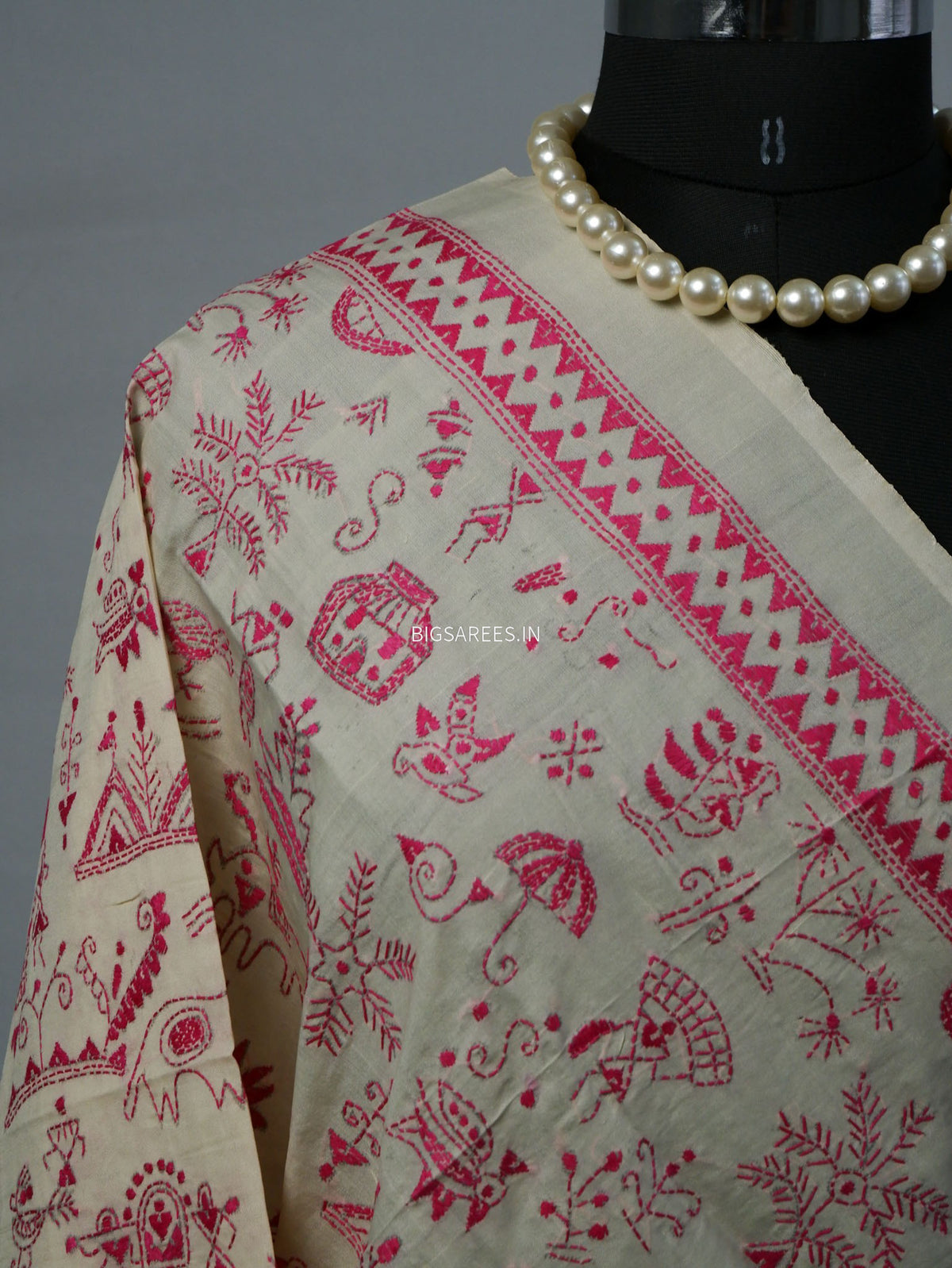 Kantha Hand-Embroidered Dupatta | Semi Tussar Silk |
