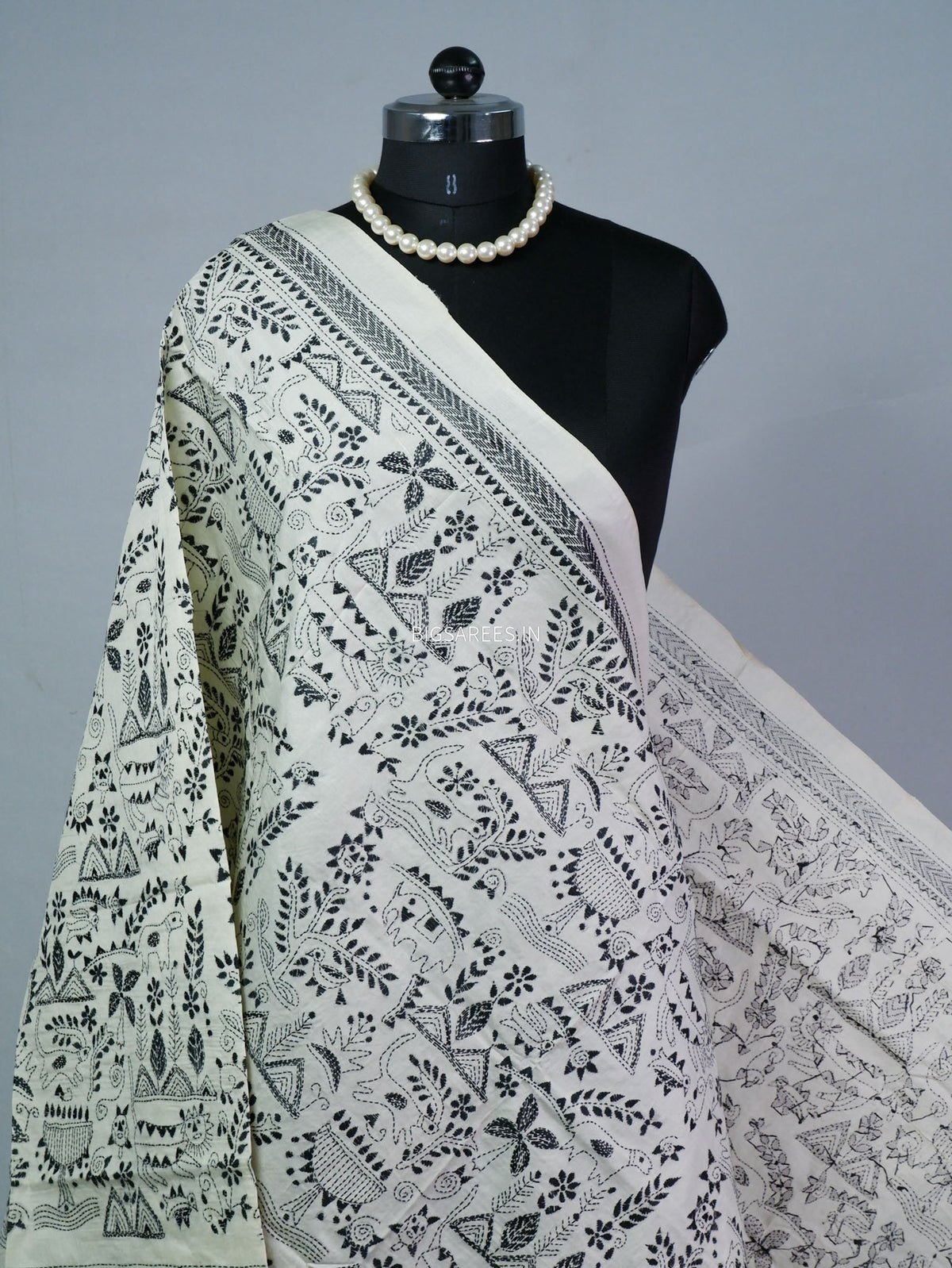 Kantha Hand-Embroidered Dupatta | Semi Tussar Silk |