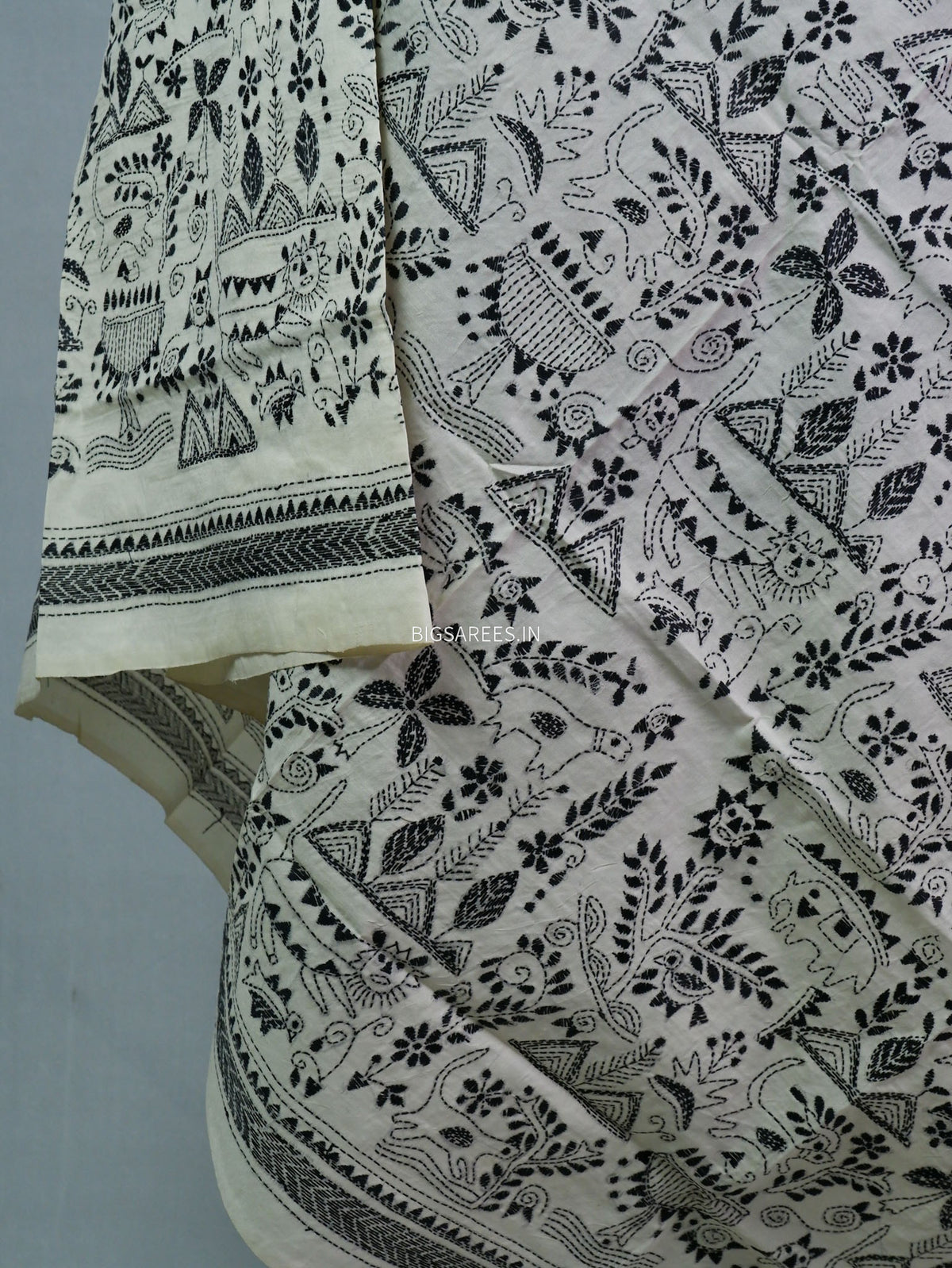 Kantha Hand-Embroidered Dupatta | Semi Tussar Silk |