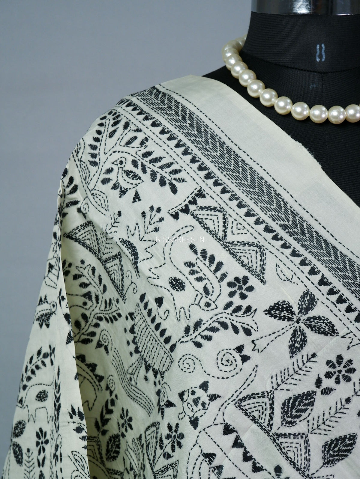 Kantha Hand-Embroidered Dupatta | Semi Tussar Silk |