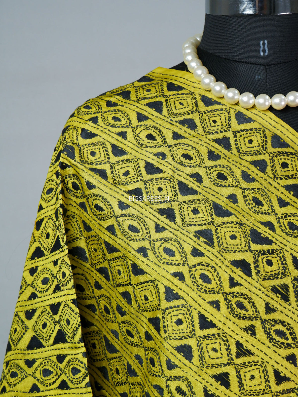 Kantha Hand-Embroidered Dupatta | Semi Tussar Silk | Yellow