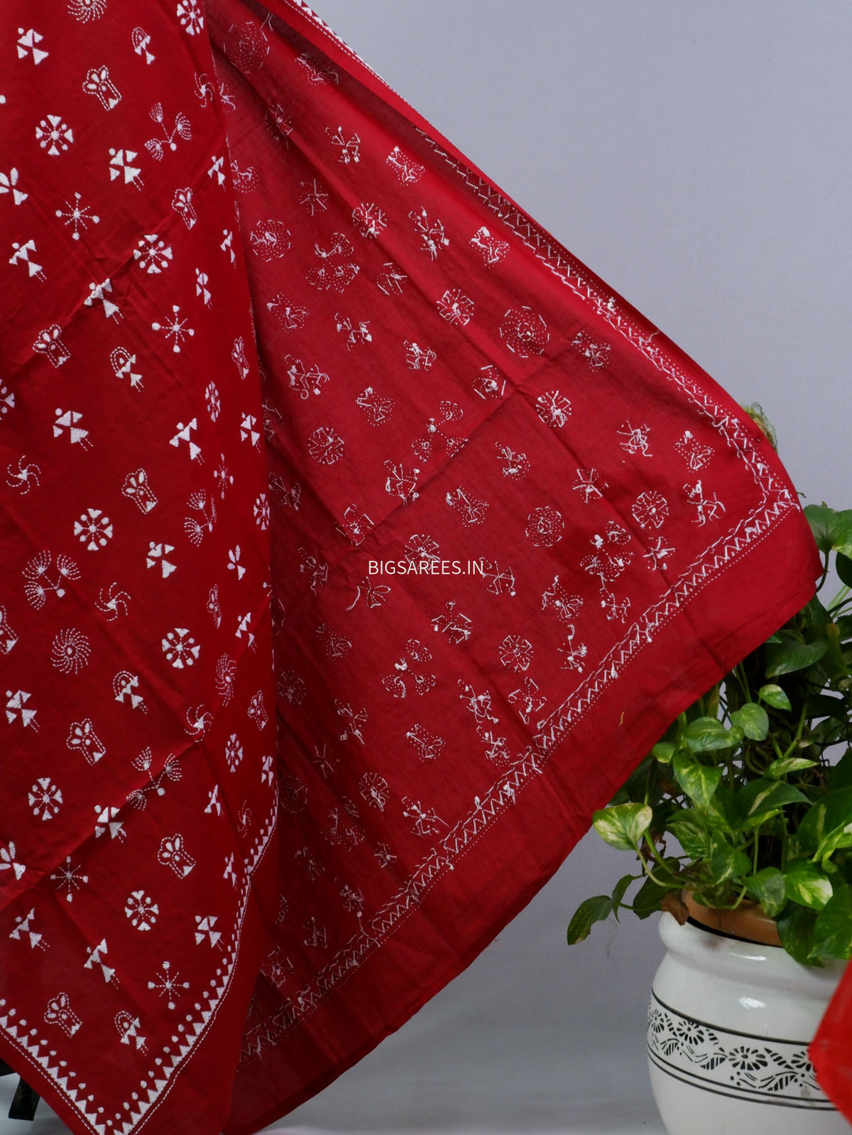 Hand-Embroidered Kantha - Stitch Dupatta | Pure Cotton | Maroon
