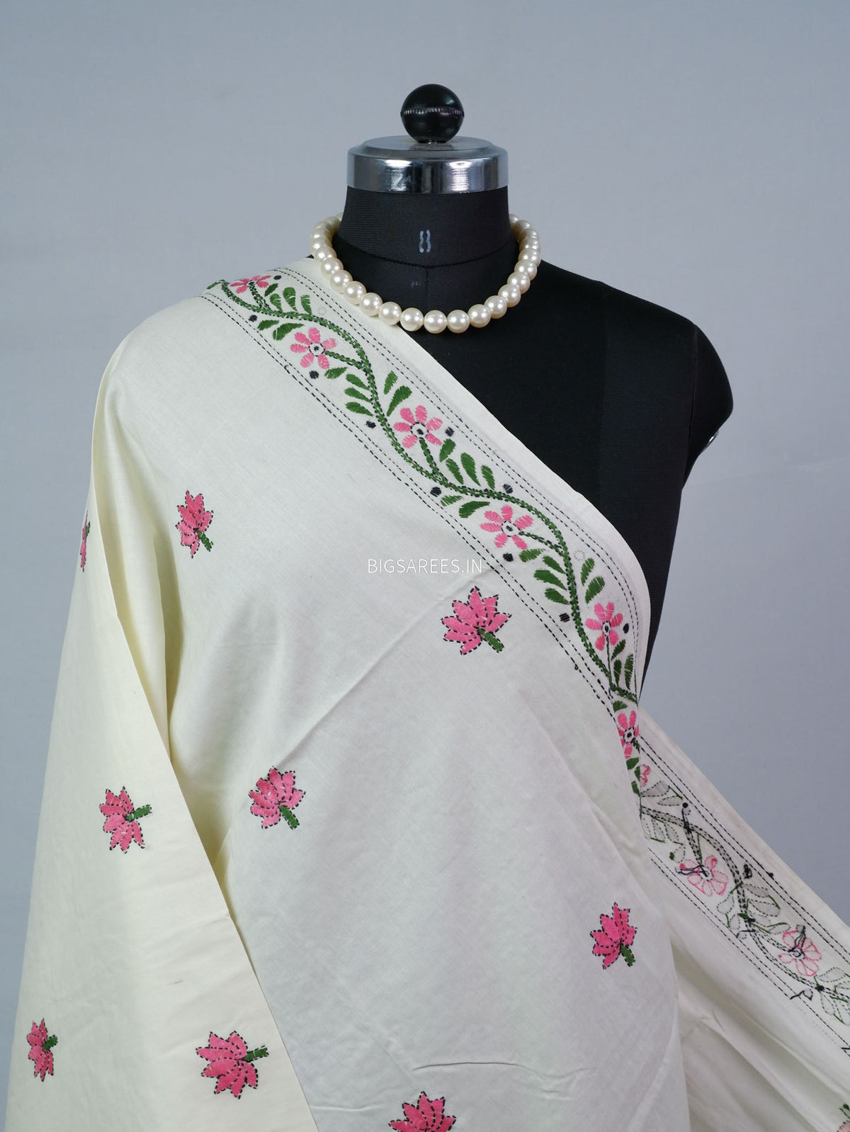 Hand-Embroidered Kantha - Stitch Dupatta | Pure Cotton |