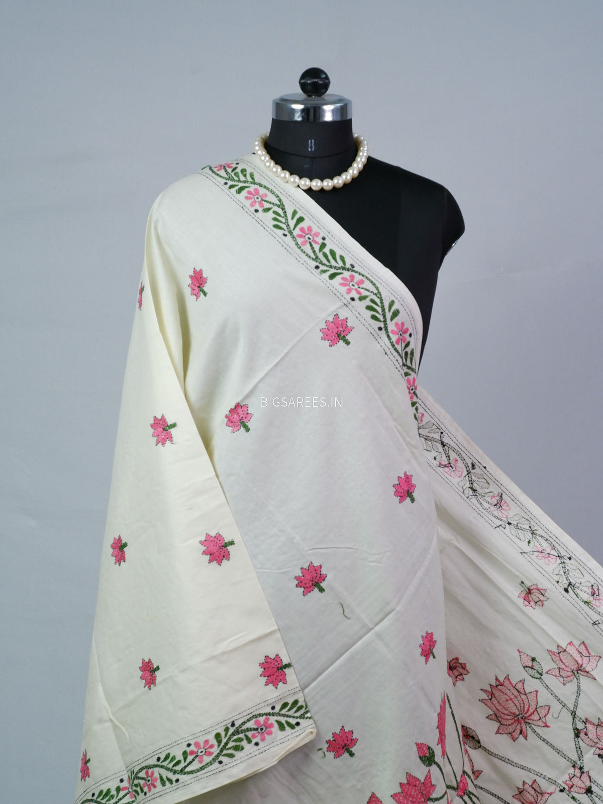 Hand-Embroidered Kantha - Stitch Dupatta | Pure Cotton |