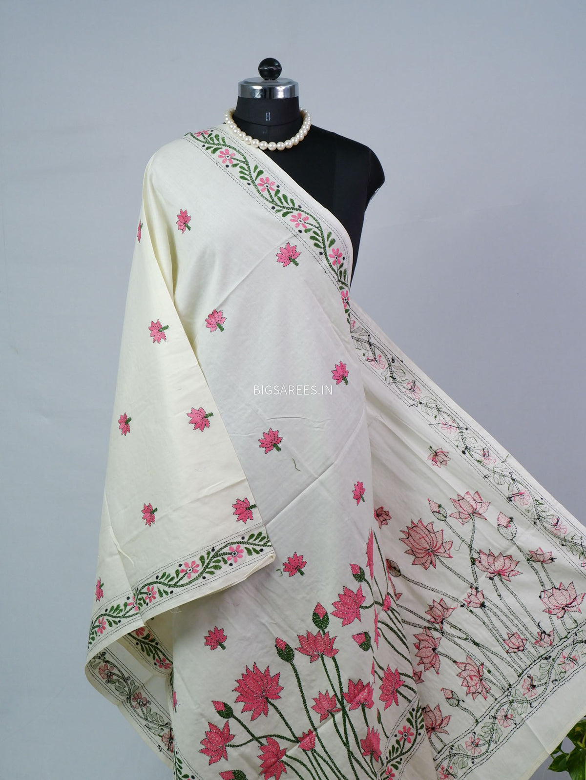 Hand-Embroidered Kantha - Stitch Dupatta | Pure Cotton |