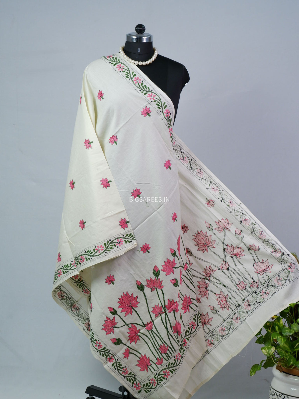 Hand-Embroidered Kantha - Stitch Dupatta | Pure Cotton |