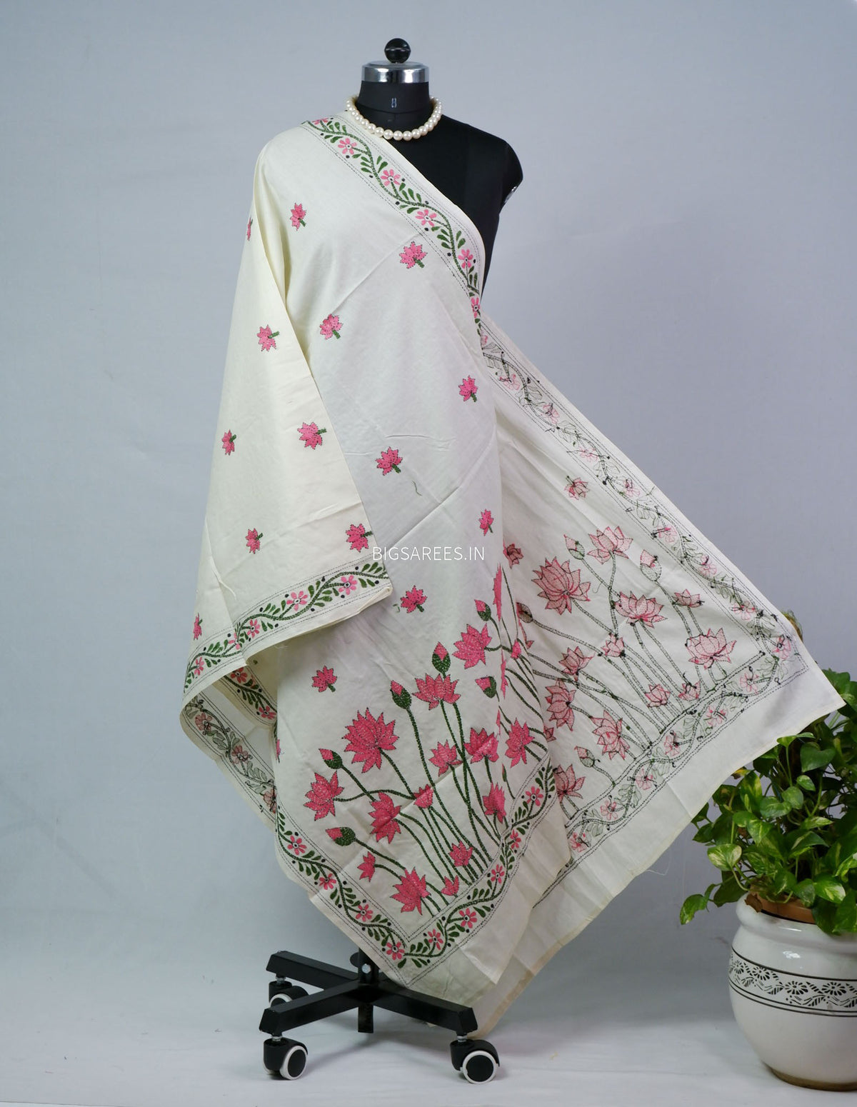 Hand-Embroidered Kantha - Stitch Dupatta | Pure Cotton |