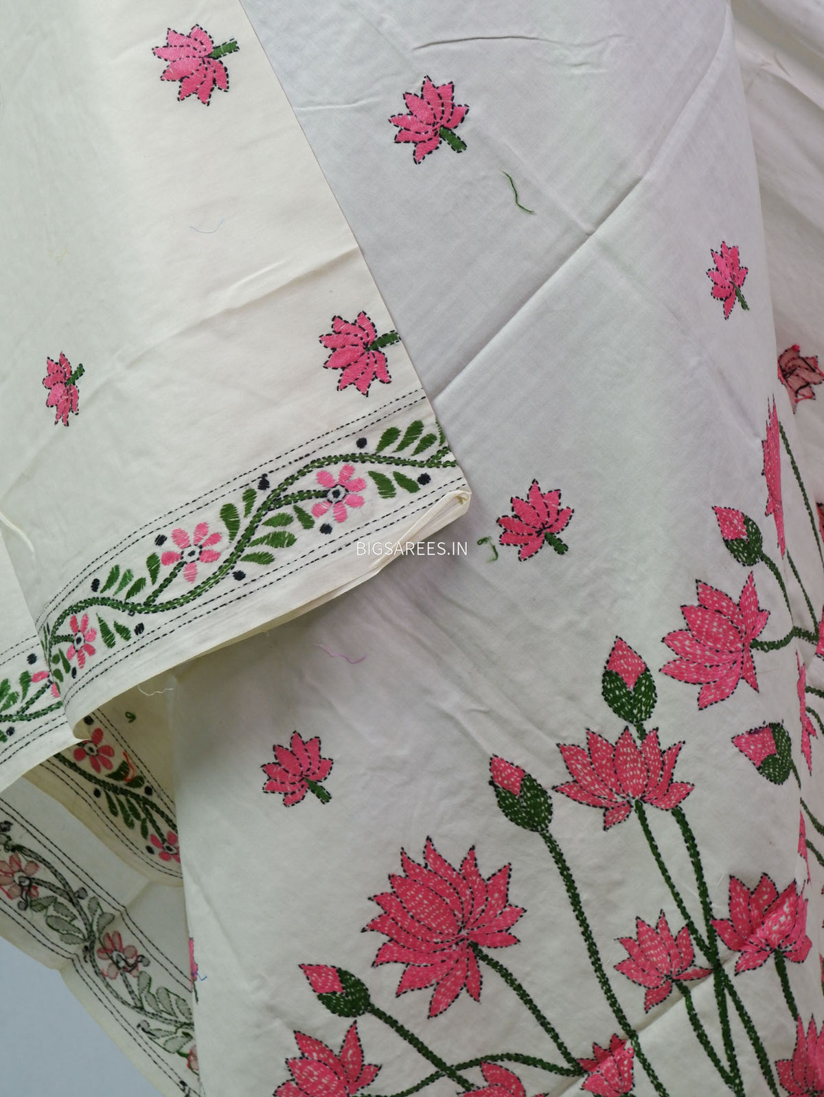Hand-Embroidered Kantha - Stitch Dupatta | Pure Cotton |