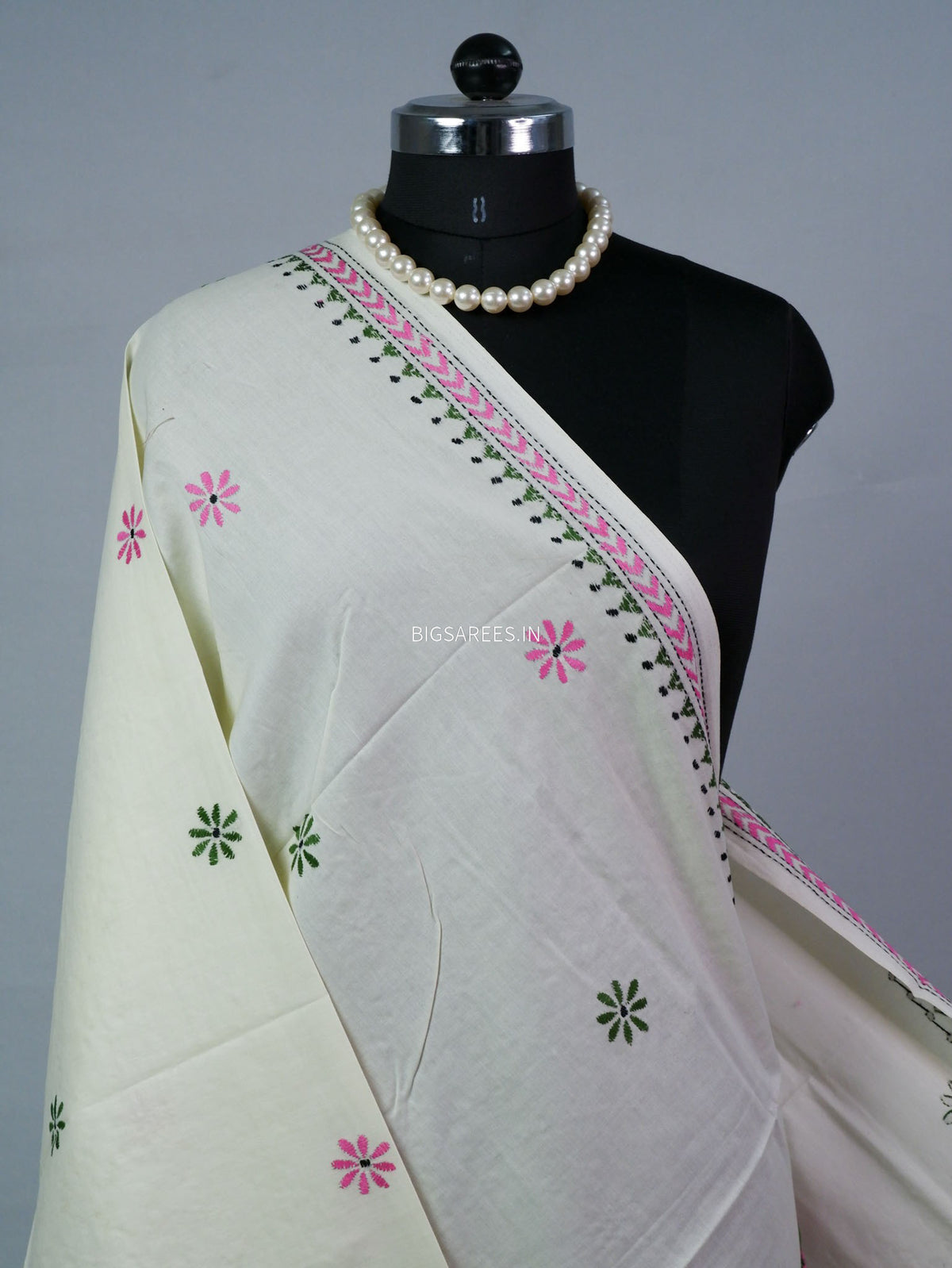 Hand-Embroidered Kantha - Stitch Dupatta | Pure Cotton |