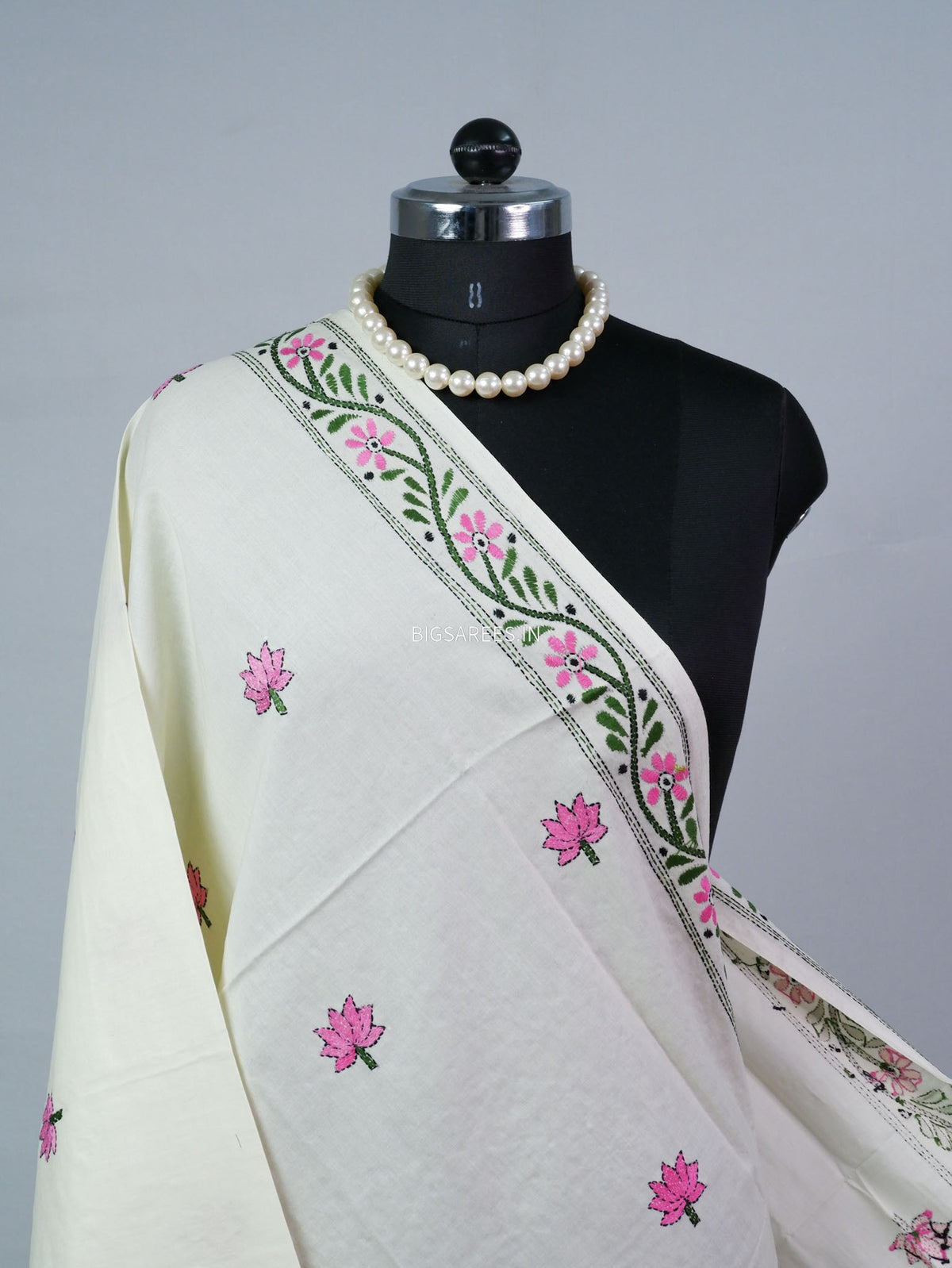 Hand-Embroidered Kantha - Stitch Dupatta | Pure Cotton |