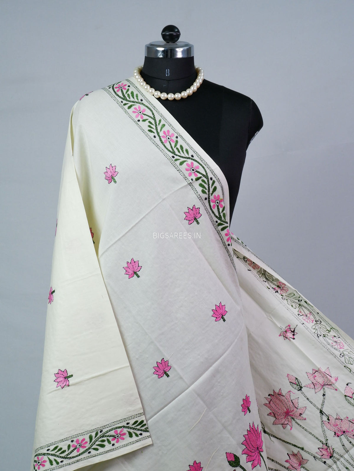 Hand-Embroidered Kantha - Stitch Dupatta | Pure Cotton |