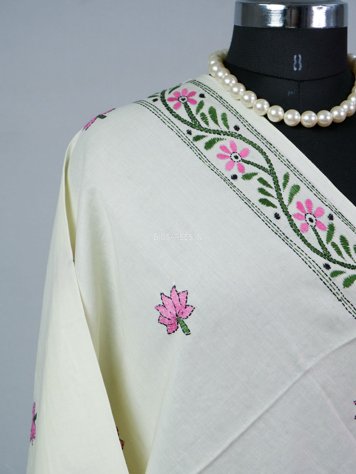 Hand-Embroidered Kantha - Stitch Dupatta | Pure Cotton |