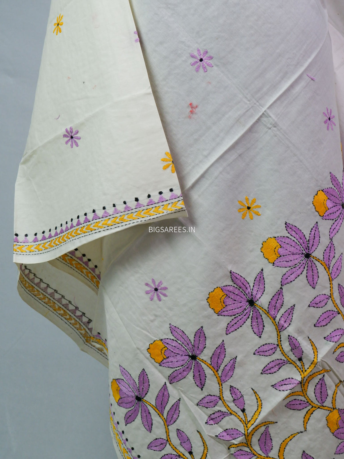 Hand-Embroidered Kantha - Stitch Dupatta | Pure Cotton |
