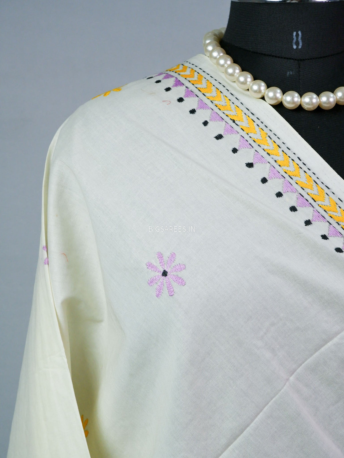 Hand-Embroidered Kantha - Stitch Dupatta | Pure Cotton |