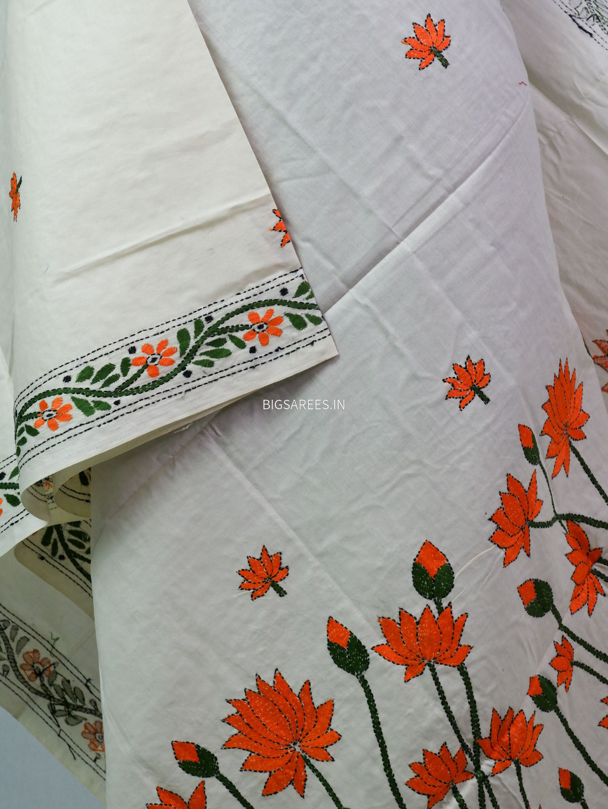 Hand-Embroidered Kantha - Stitch Dupatta | Pure Cotton |