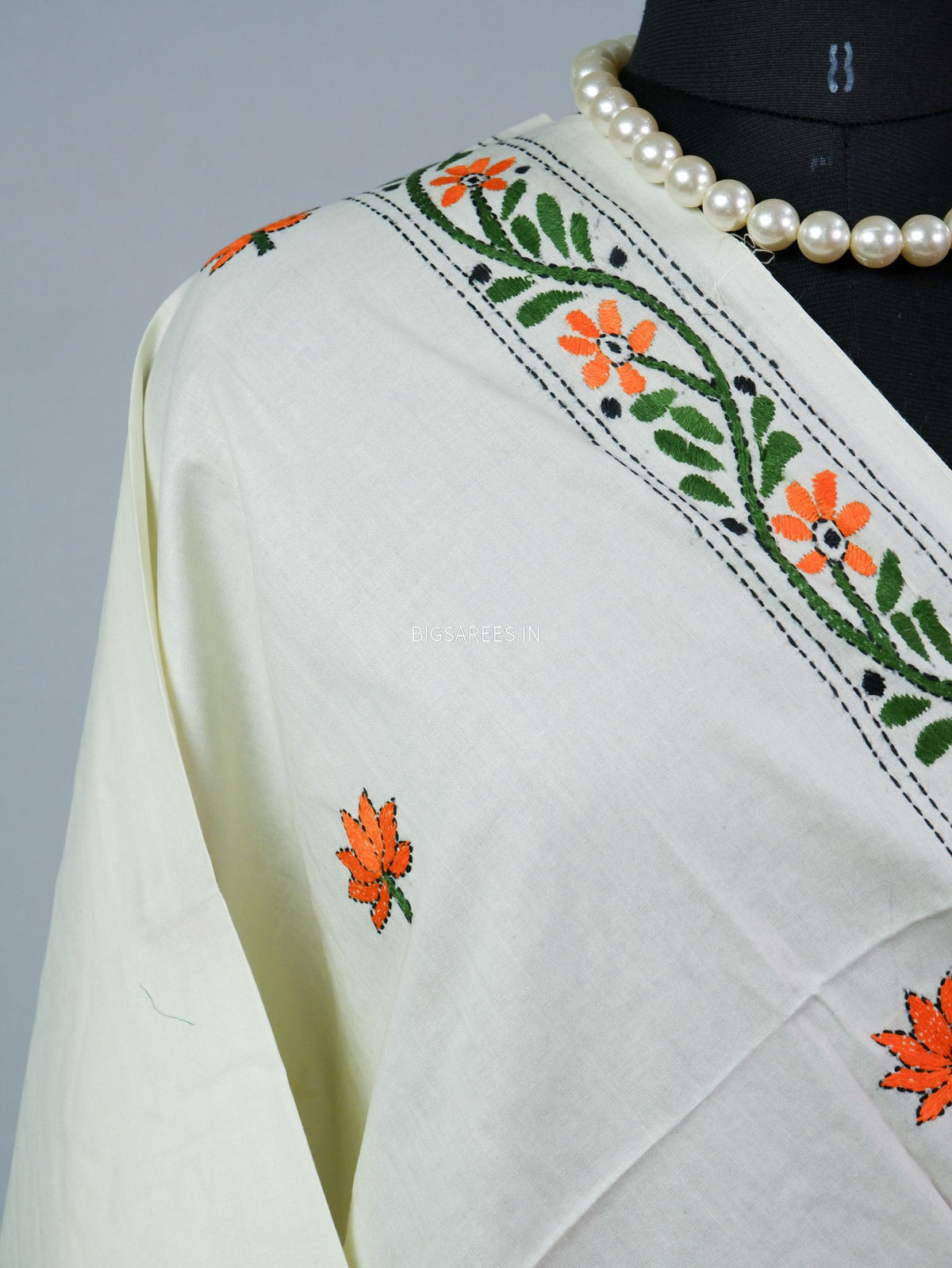 Hand-Embroidered Kantha - Stitch Dupatta | Pure Cotton |