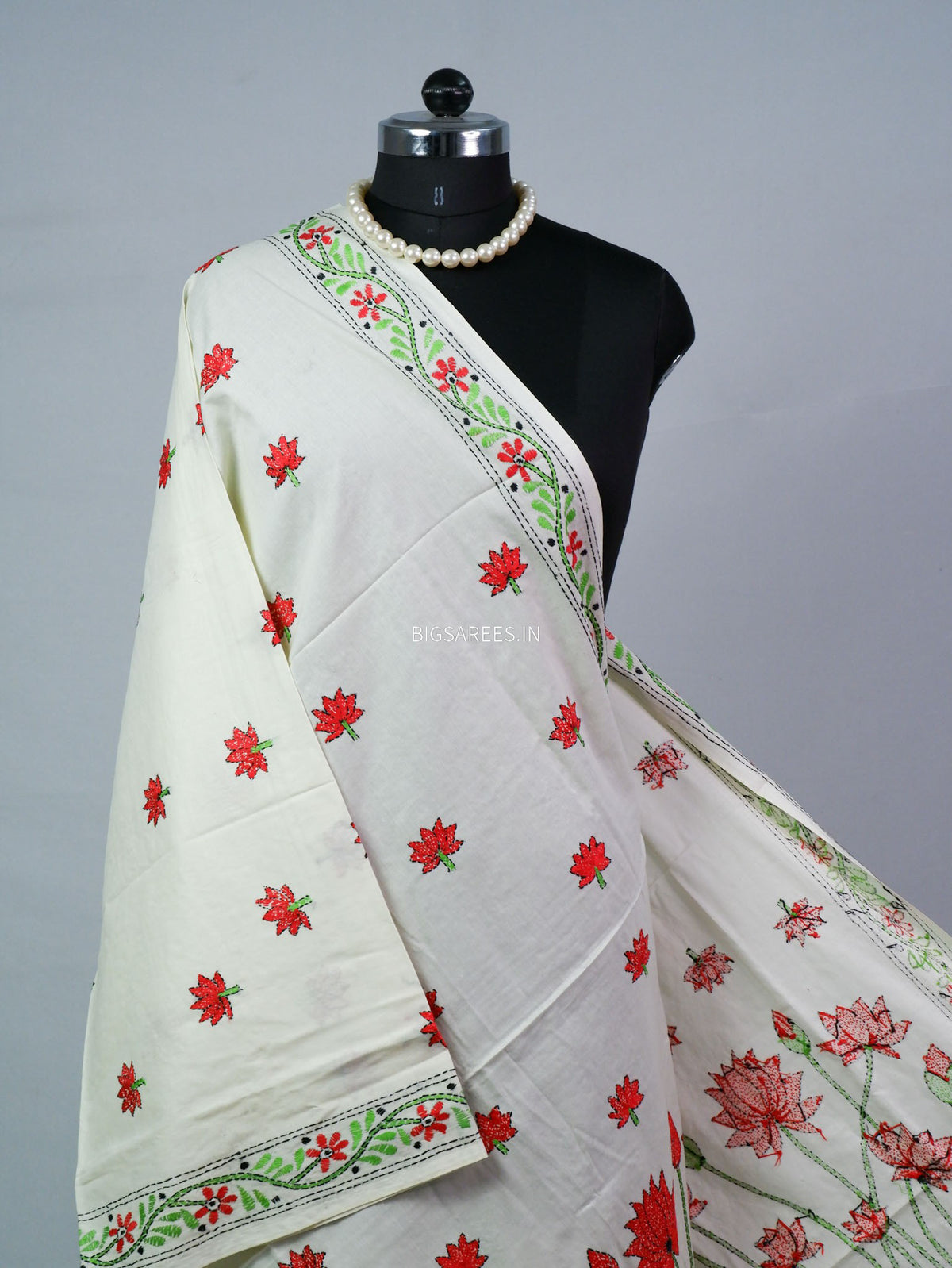 Hand-Embroidered Kantha - Stitch Dupatta | Pure Cotton |