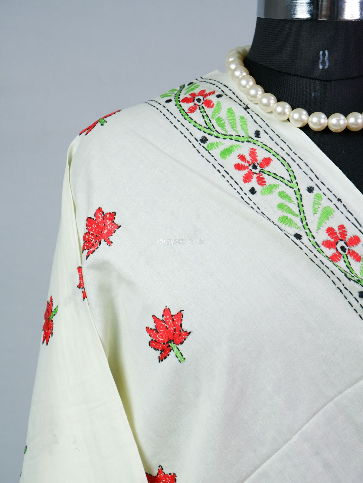 Hand-Embroidered Kantha - Stitch Dupatta | Pure Cotton |