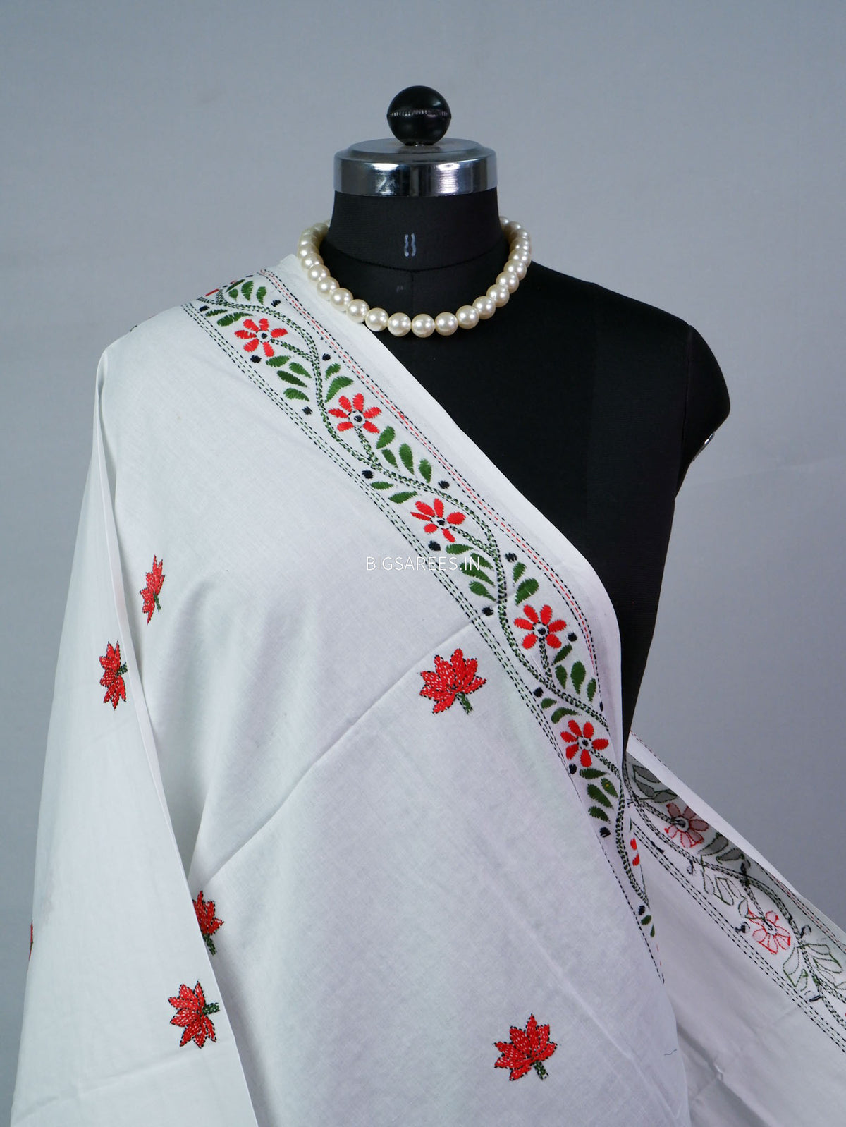 Hand-Embroidered Kantha - Stitch Dupatta | Pure Cotton |