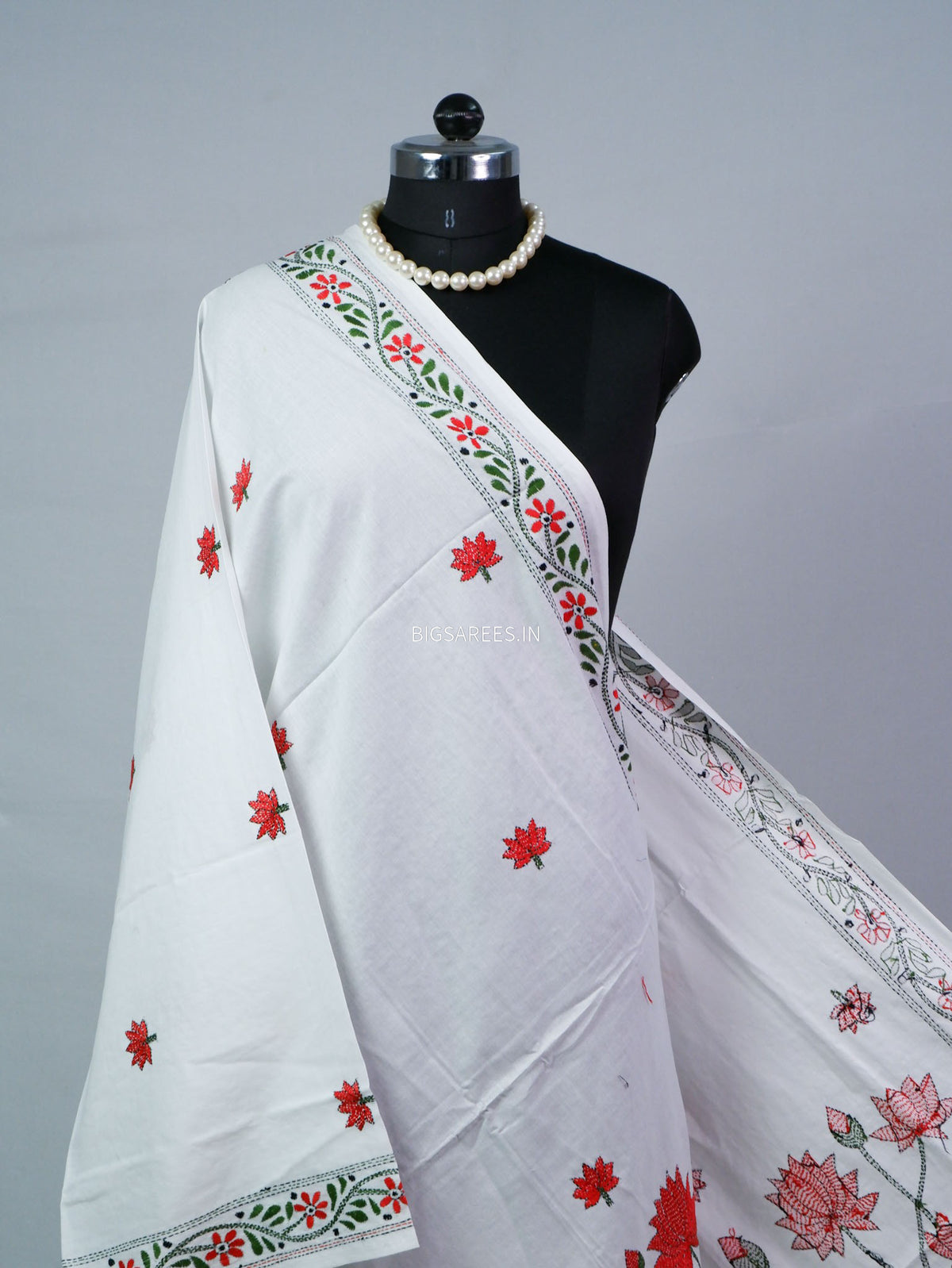 Hand-Embroidered Kantha - Stitch Dupatta | Pure Cotton |