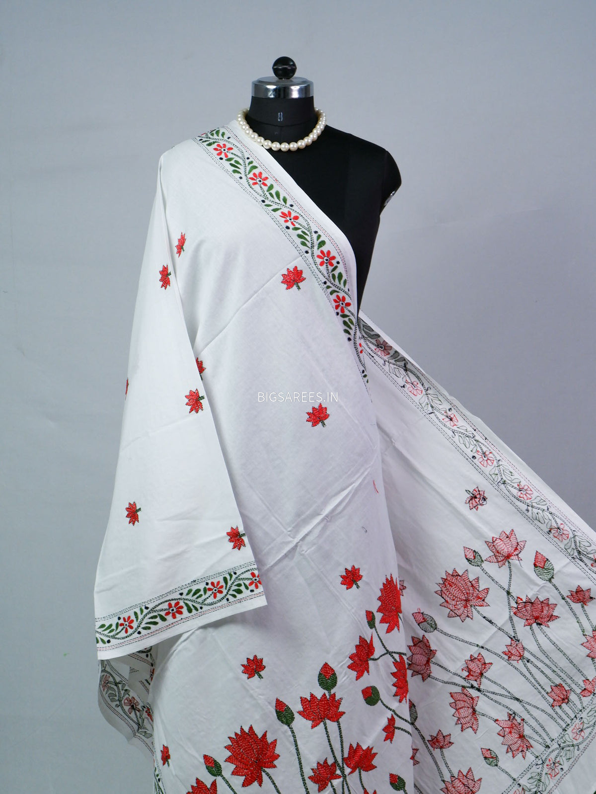 Hand-Embroidered Kantha - Stitch Dupatta | Pure Cotton |