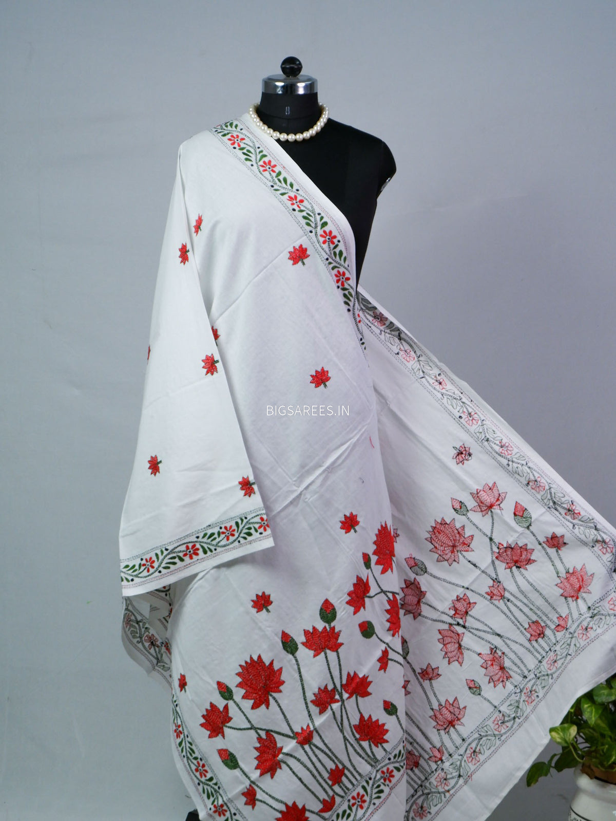 Hand-Embroidered Kantha - Stitch Dupatta | Pure Cotton |