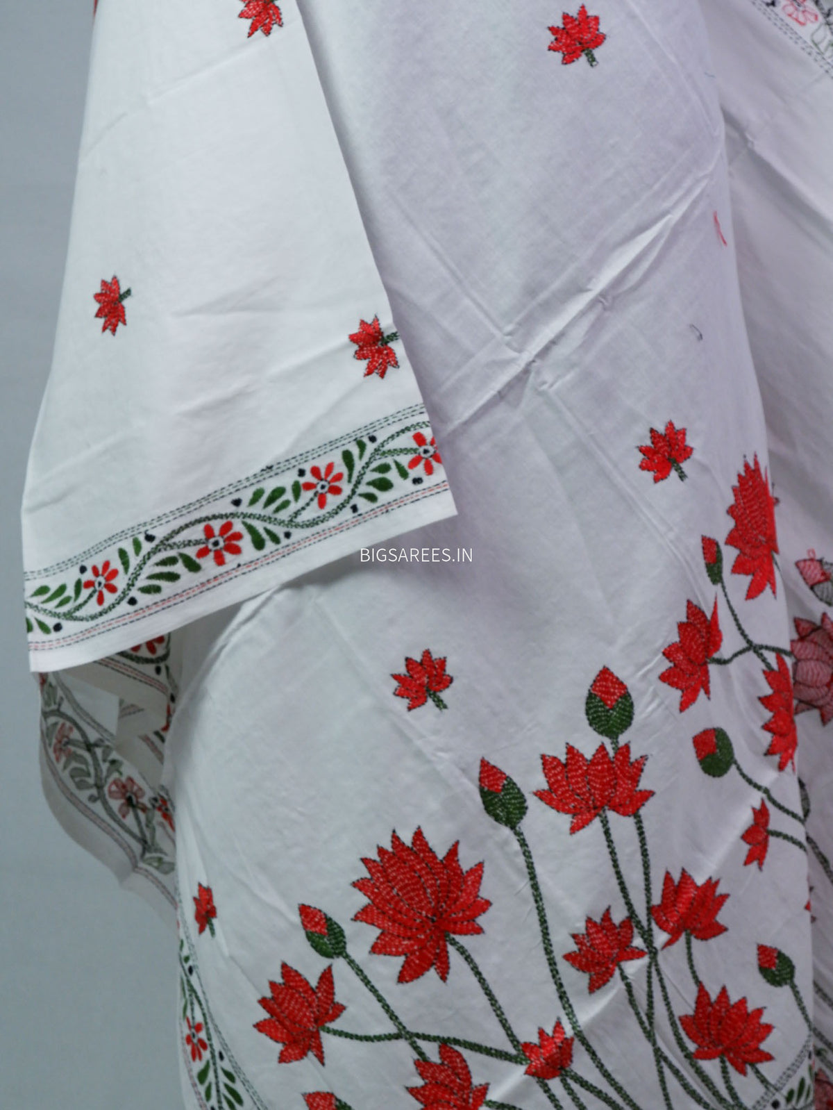 Hand-Embroidered Kantha - Stitch Dupatta | Pure Cotton |