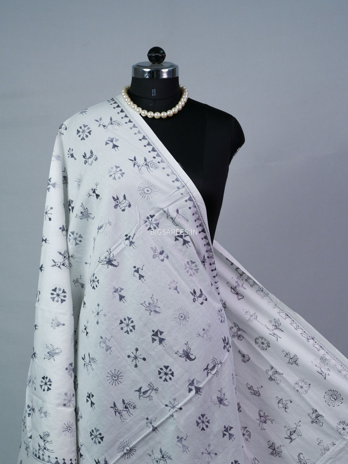 Hand-Embroidered Kantha - Stitch Dupatta | Pure Cotton | White