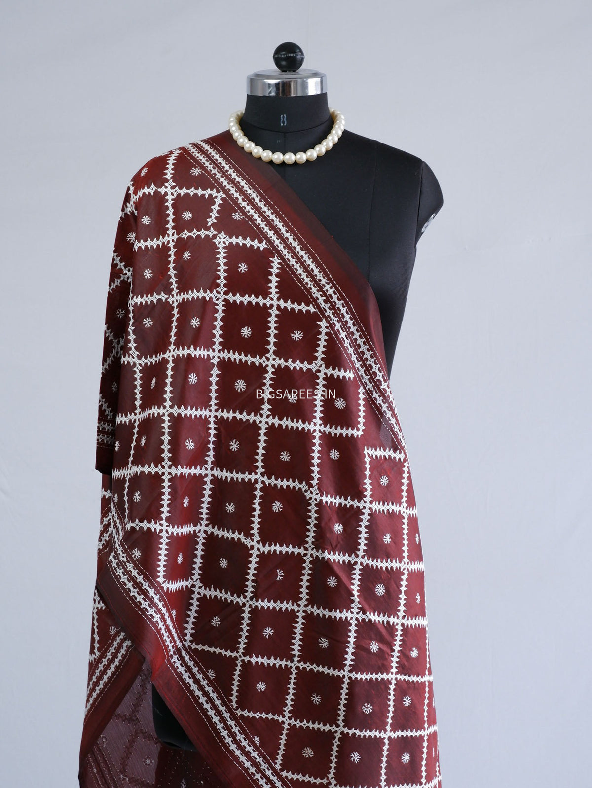 Kutch Work Art Silk Stole | Maroon