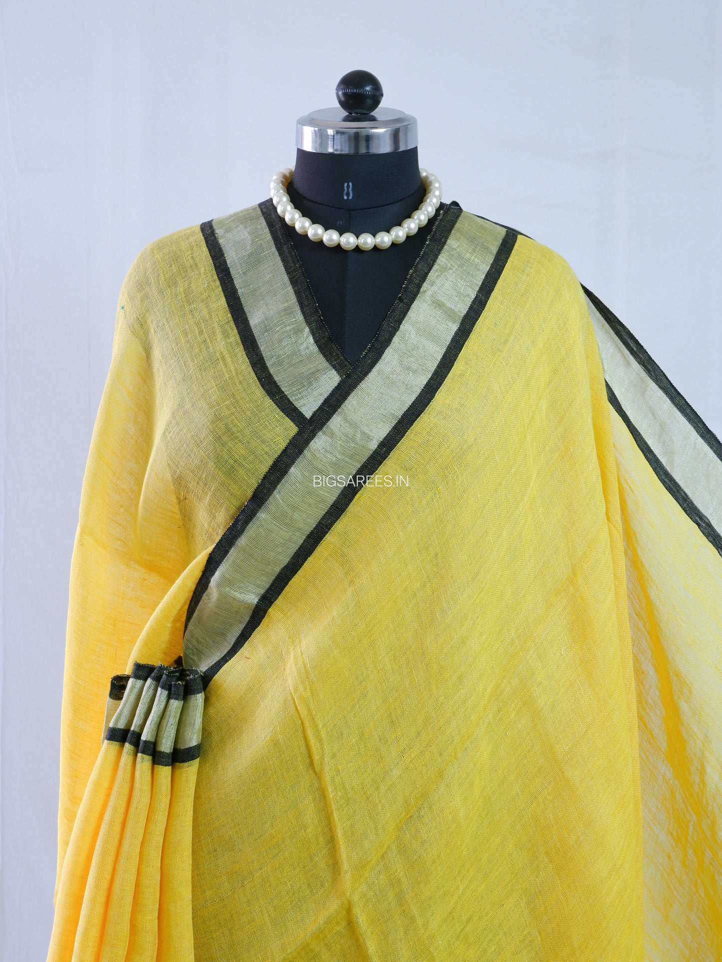 Pure Jayshree Linen Saree | Plain | Yellow