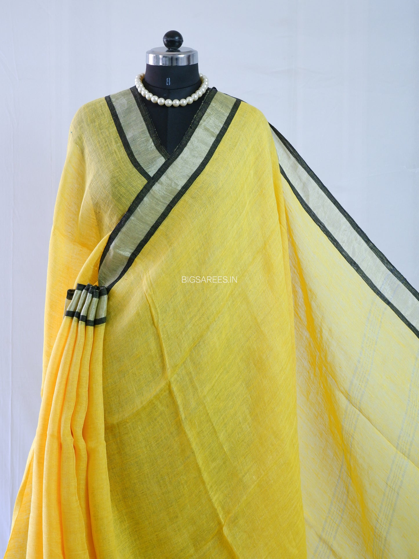 Pure Jayshree Linen Saree | Plain | Yellow