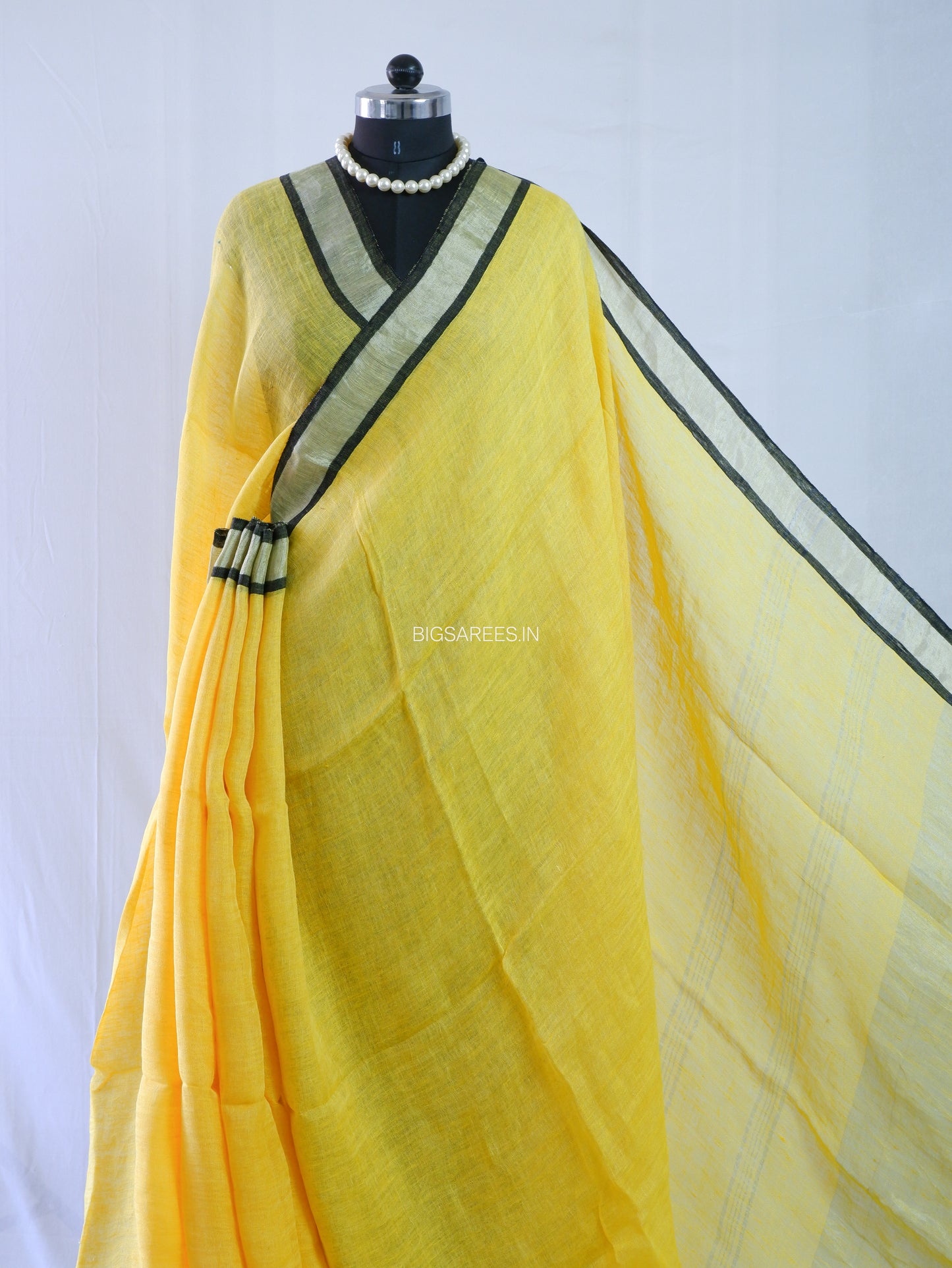 Pure Jayshree Linen Saree | Plain | Yellow