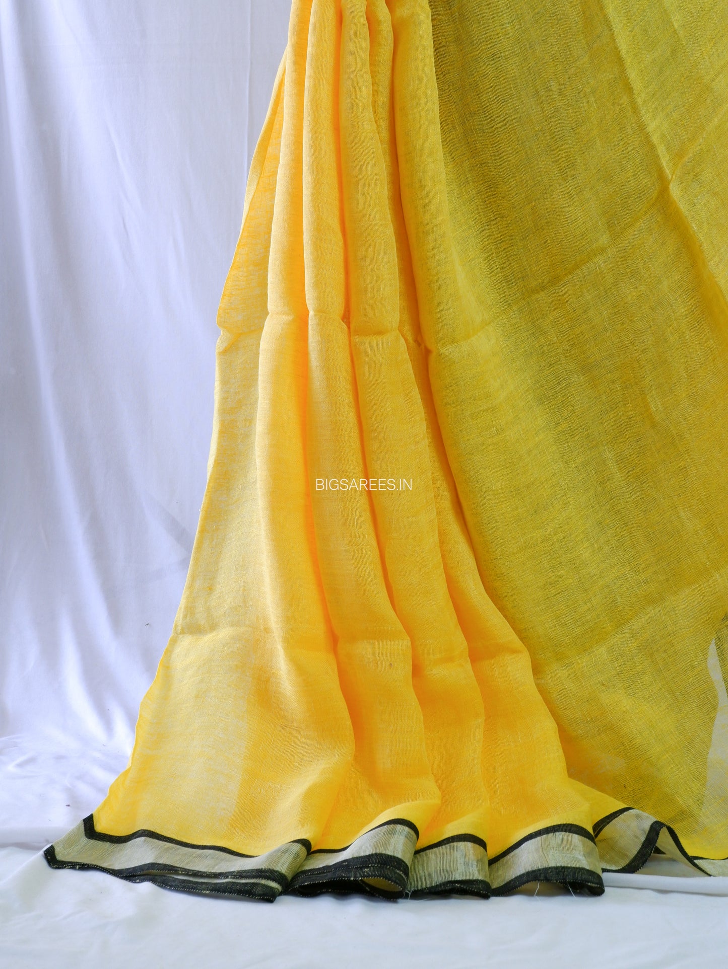 Pure Jayshree Linen Saree | Plain | Yellow