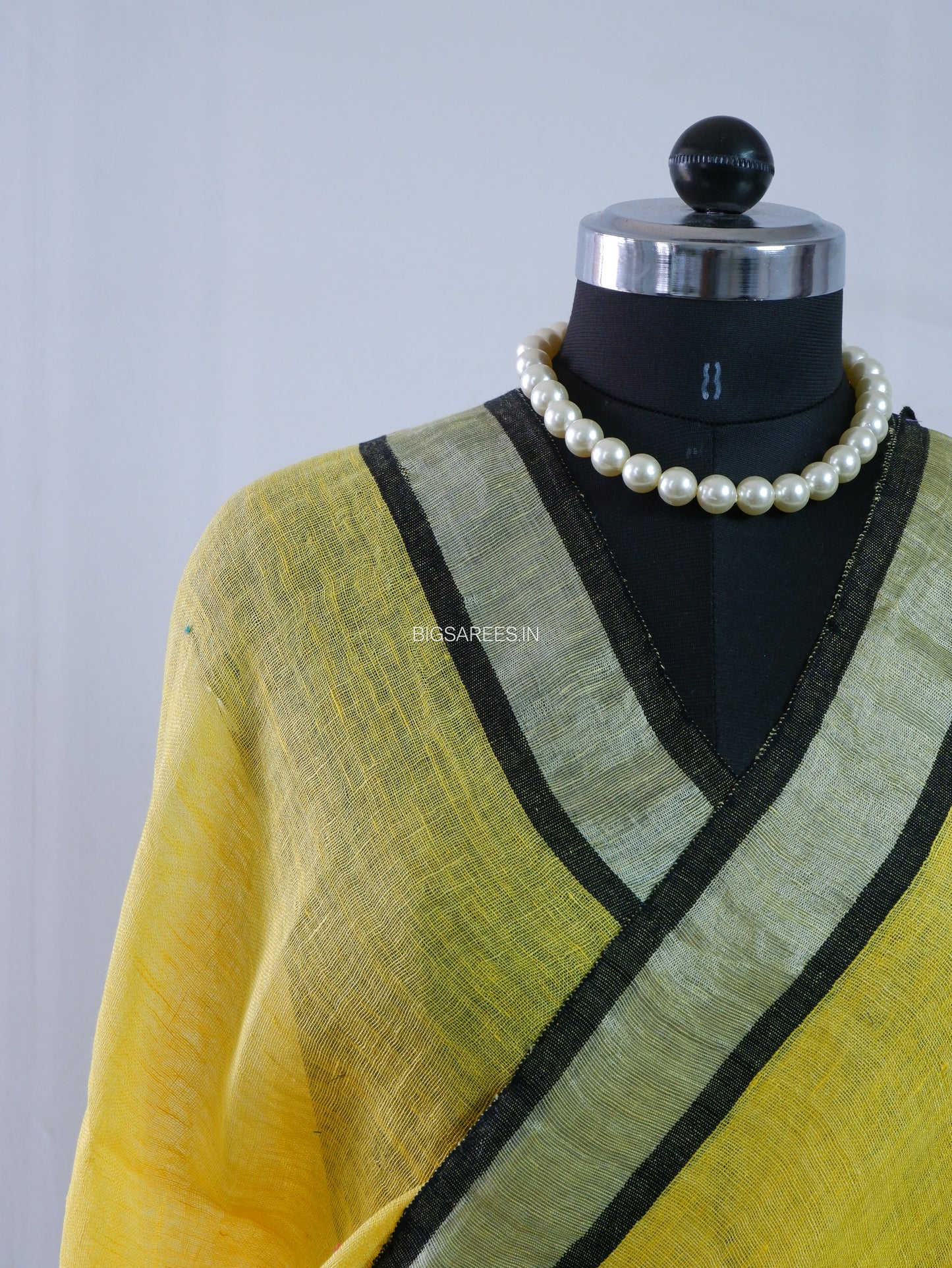 Pure Jayshree Linen Saree | Plain | Yellow