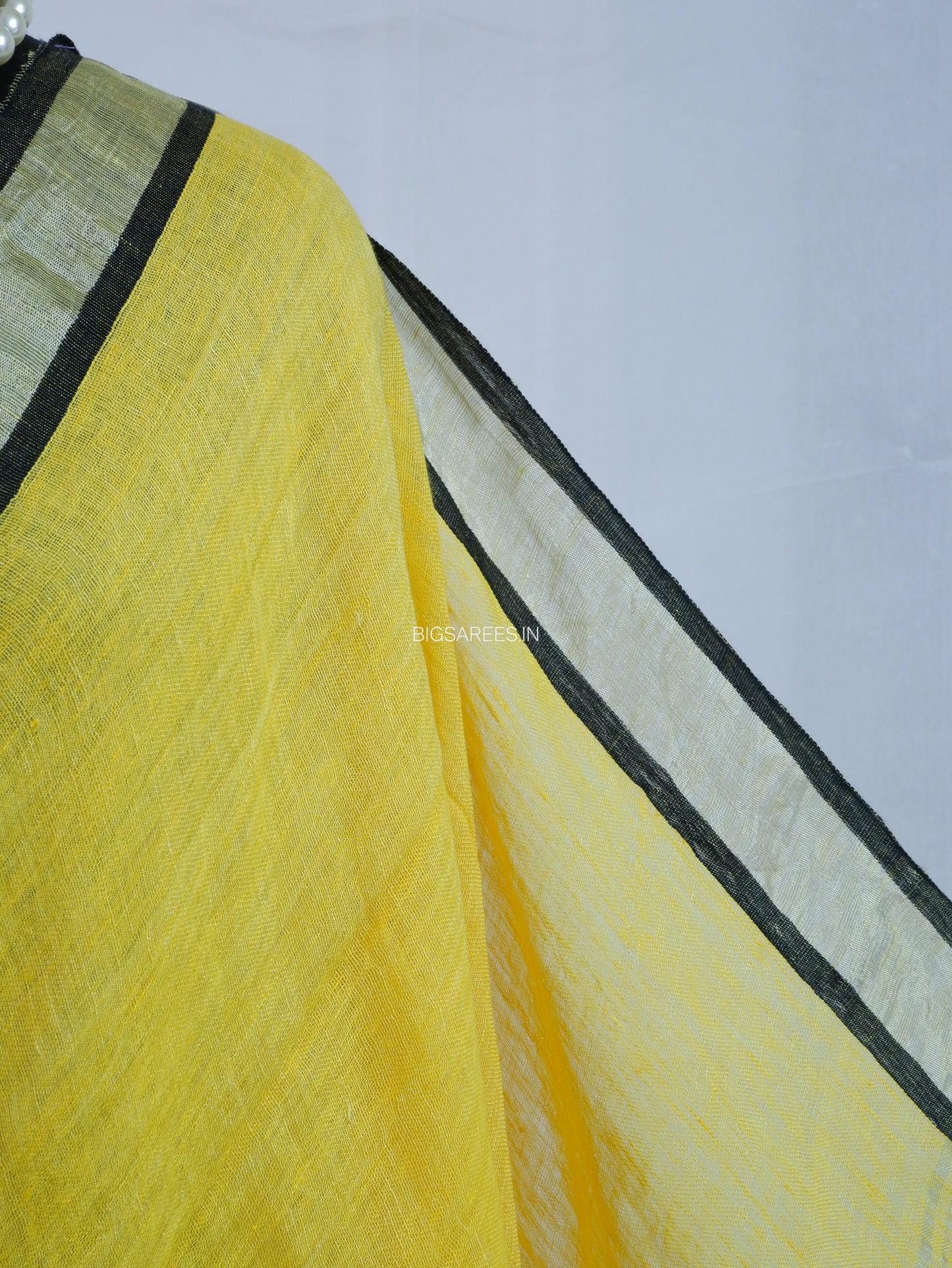 Pure Jayshree Linen Saree | Plain | Yellow