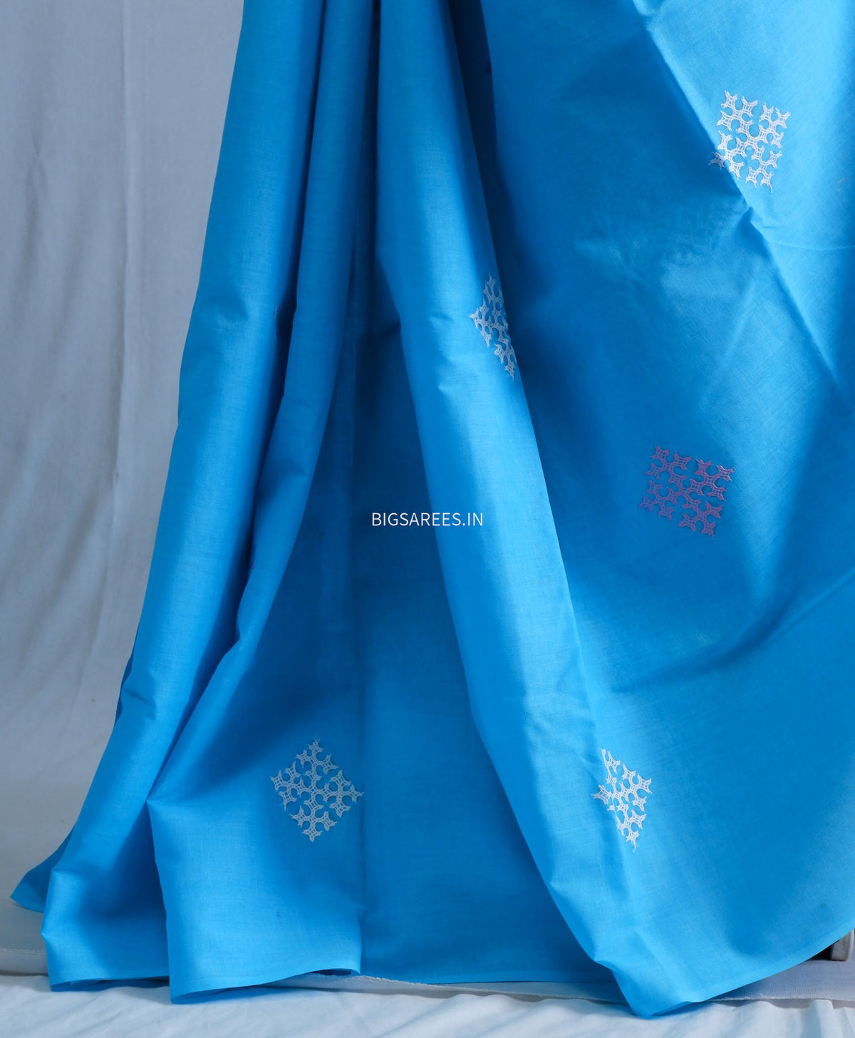 Kutchi Hand-Embroidered Saree | Pure Cotton | Blue
