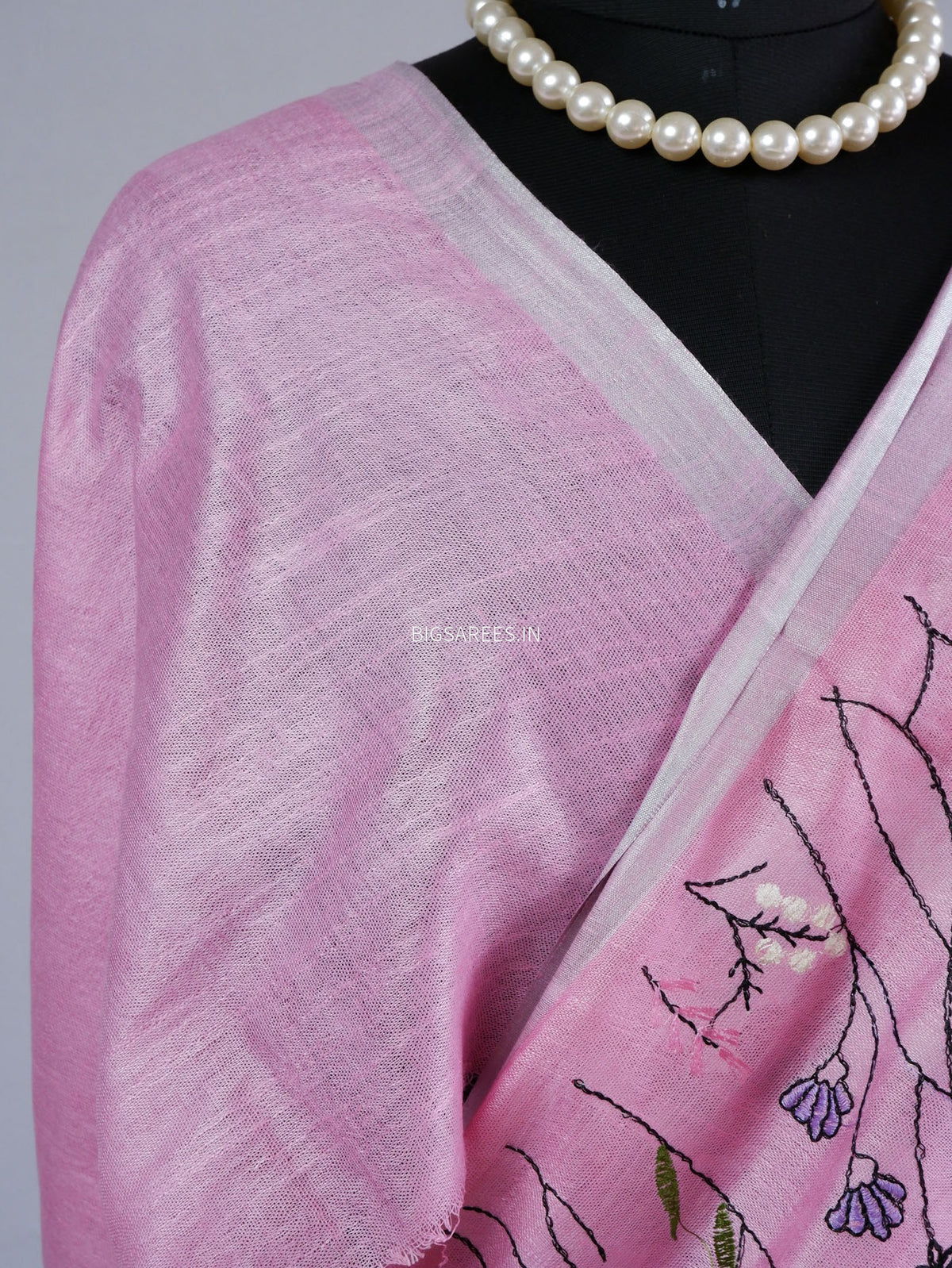 Hand-Embroidered Linen Saree | Cotton Linen |