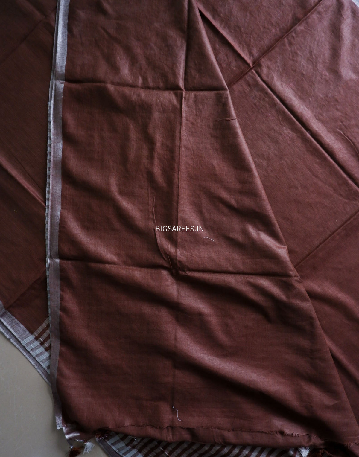 Hand-Embroidered Linen Saree | Cotton Linen |