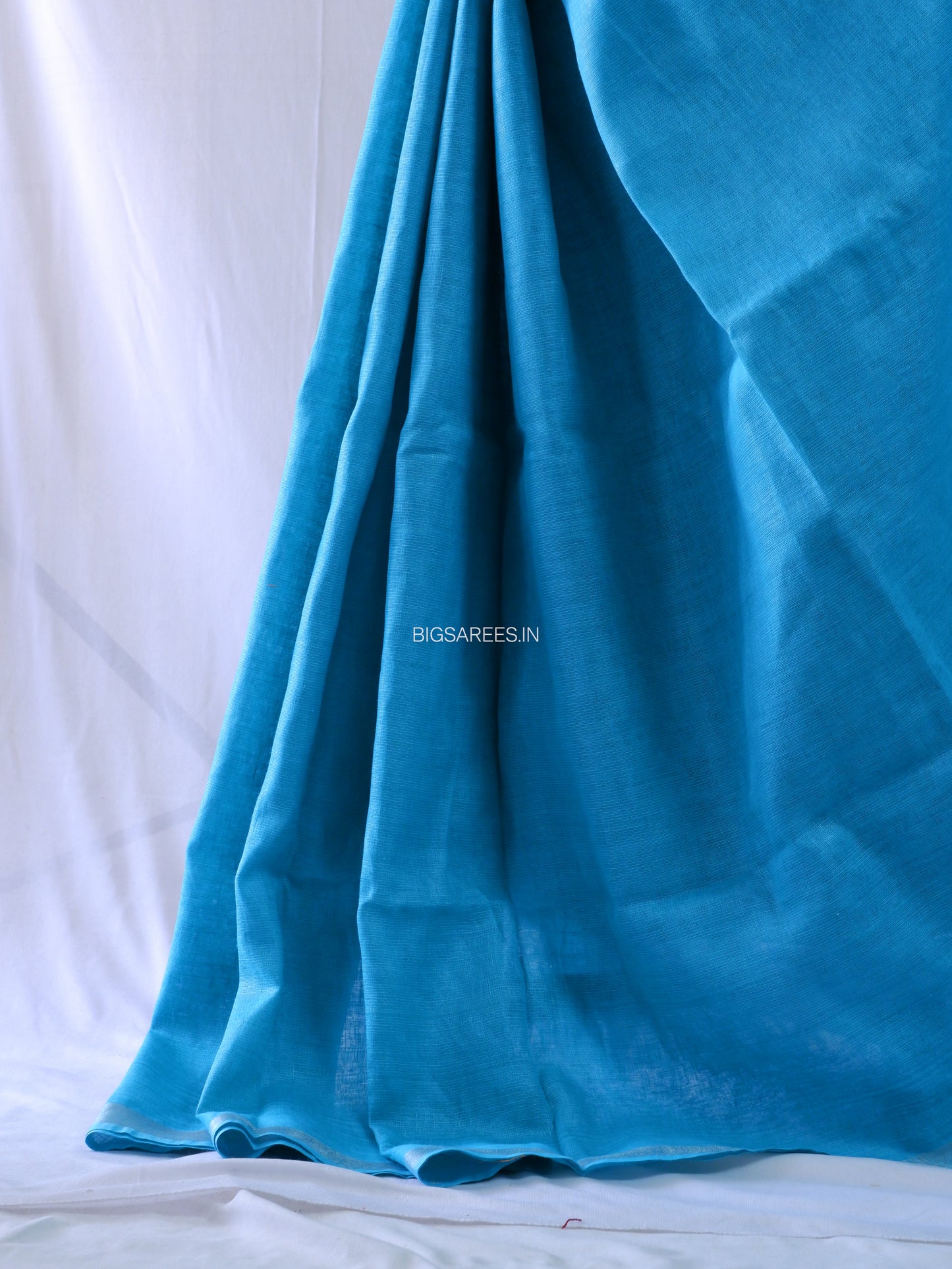 Hand-Embroidered Linen Saree | Linen by Linen | Blue