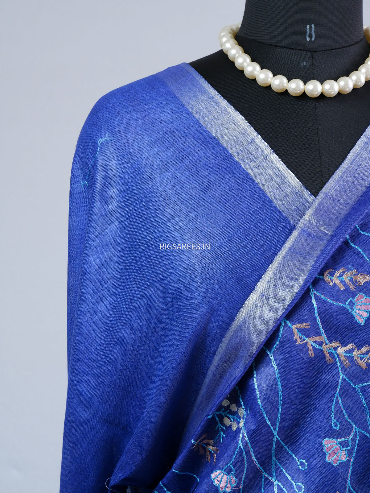 Hand-Embroidered Linen Saree | Cotton Linen |