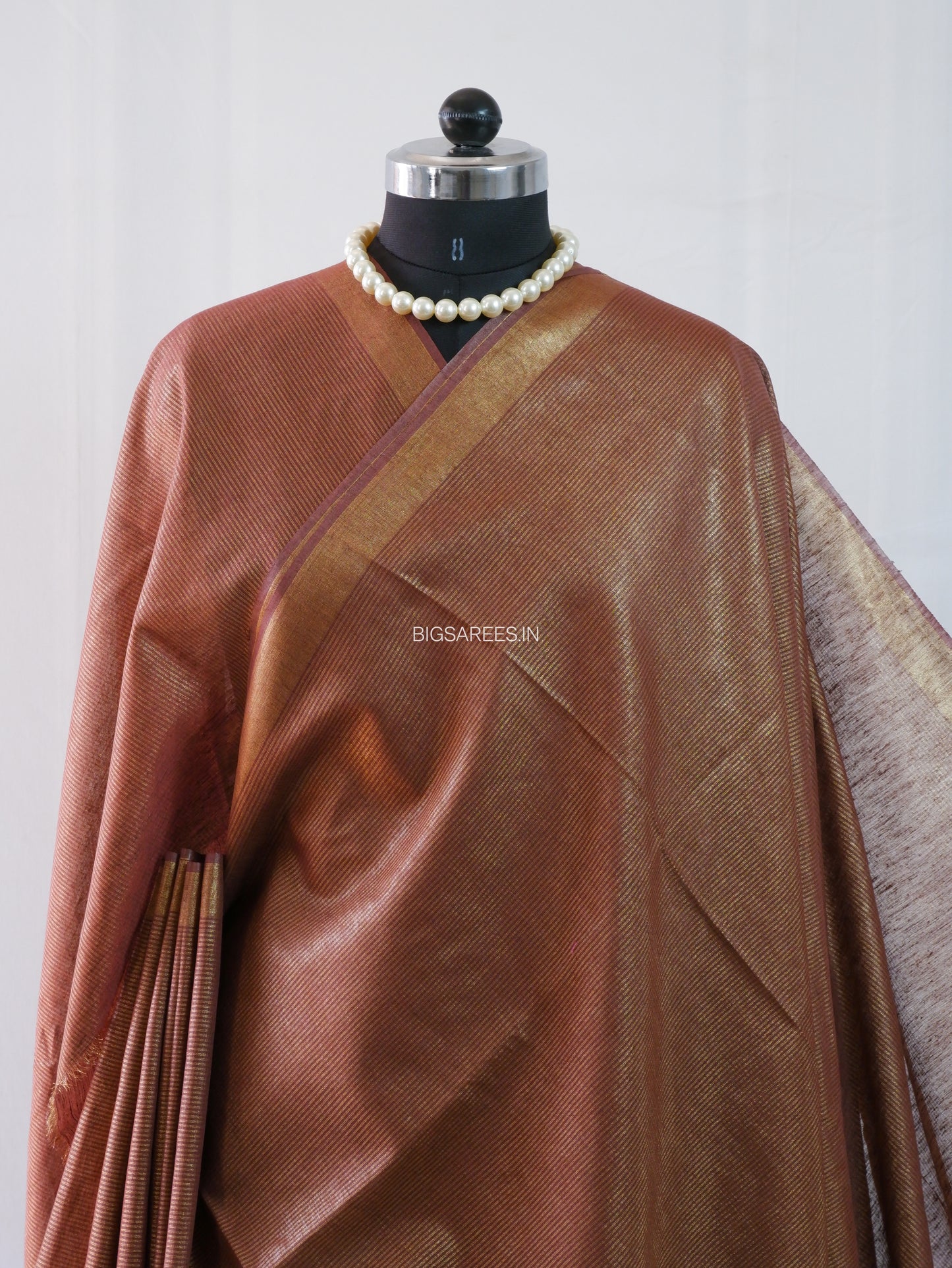 Linen & Zari Mix Saree | Brown
