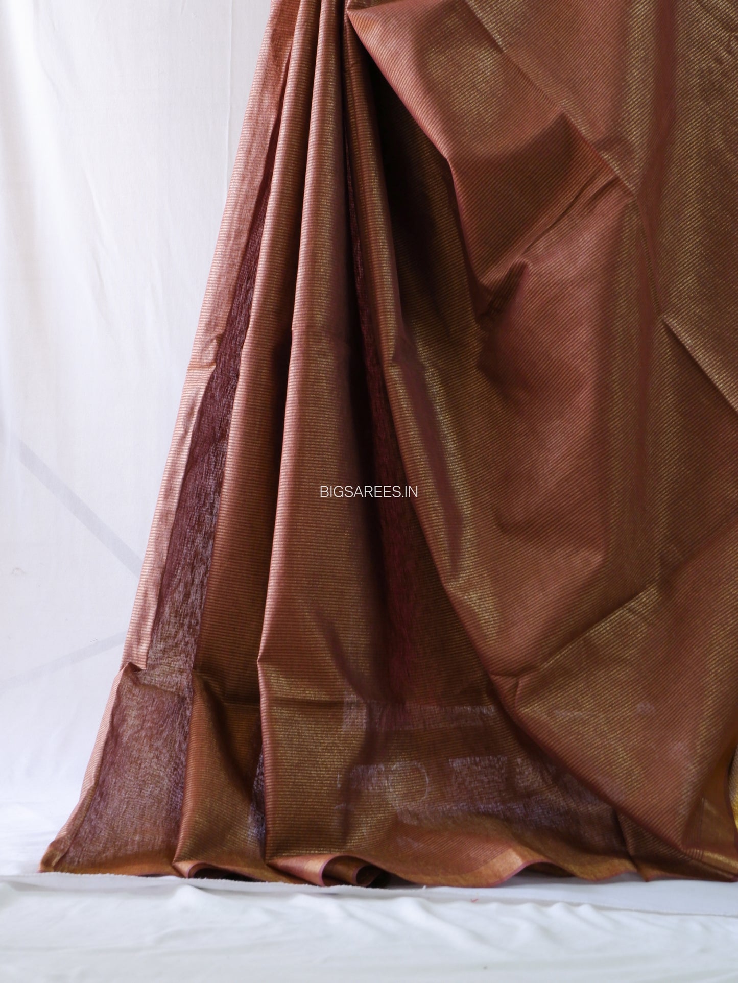 Linen & Zari Mix Saree | Brown