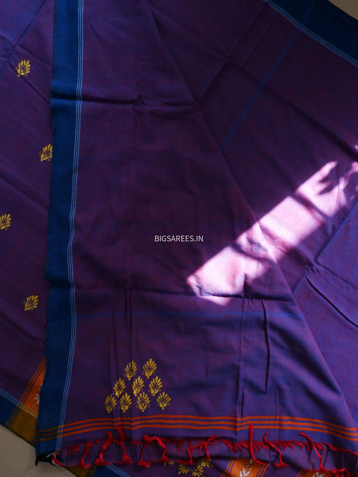 Kantha Hand-Embroidered Saree | Pure Khadi Cotton | Dual Tone