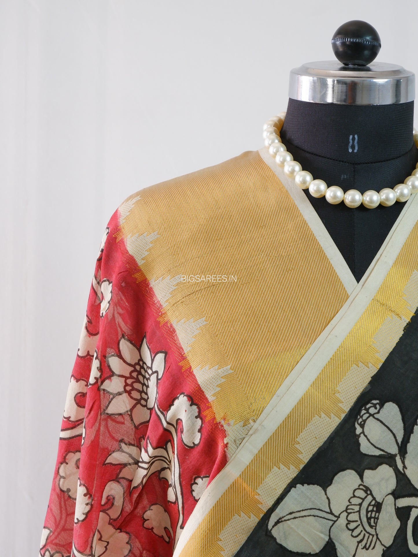 Hand-Painted Kalamkari Saree | Pure Bangalore Silk | Black