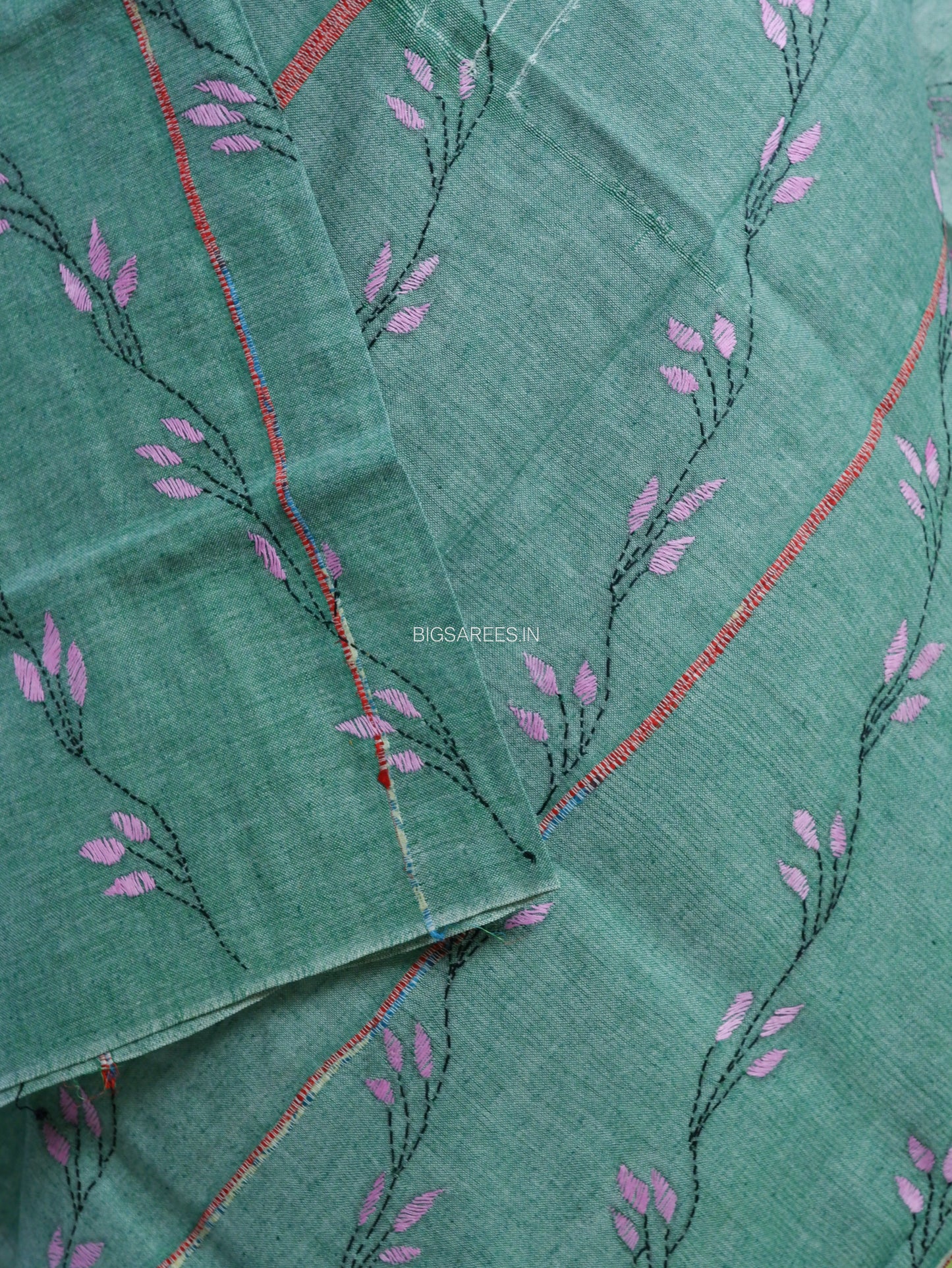 Hand-Embroidered Kantha - Stitch Dupatta | Pure Khesh Cotton | Green