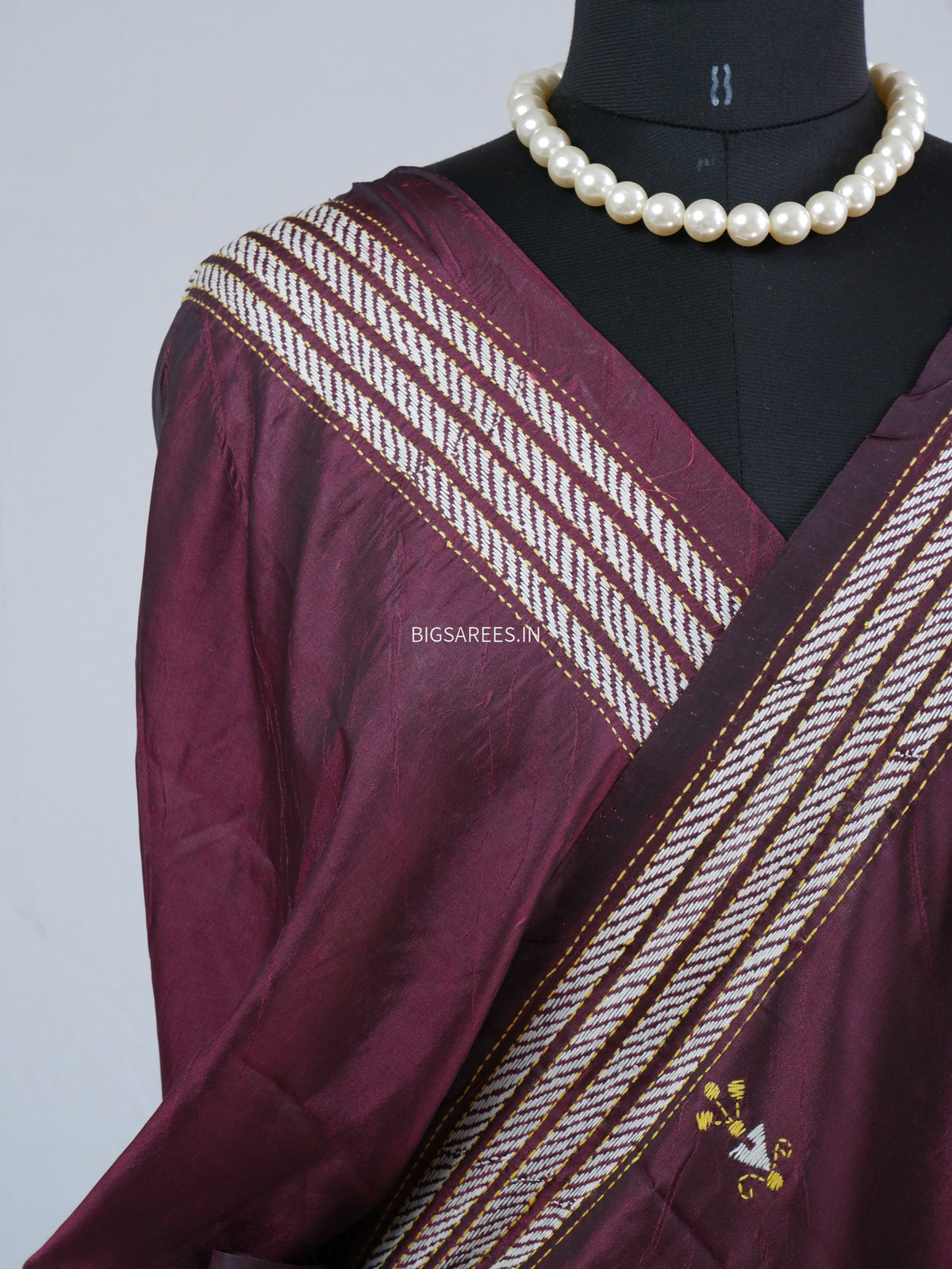 Kantha Hand Embroidered Saree | Art Silk | Violet