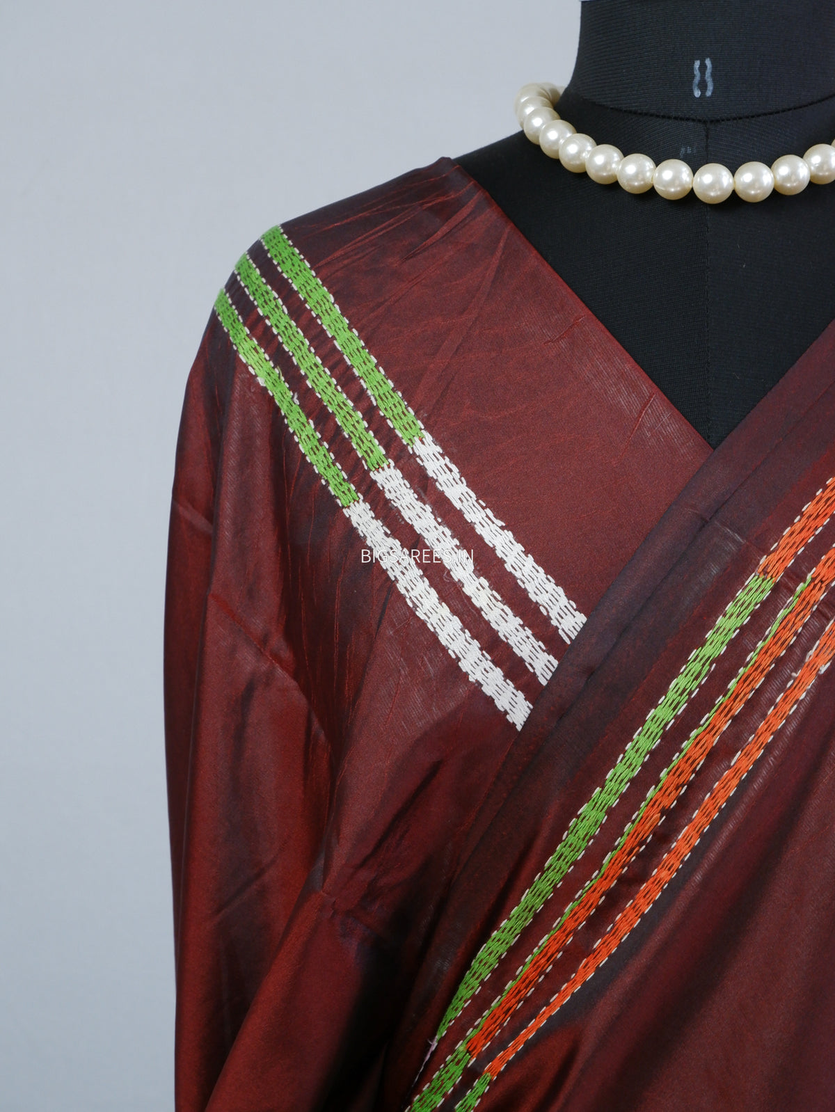 Reverse Kantha Hand Embroidered Sarees | Blended Bangalore Silk/Art Silk | Maroon