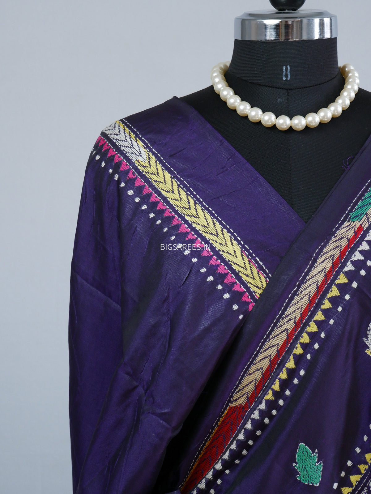 Reverse Kantha Hand Embroidered Sarees | Blended Bangalore Silk/Art Silk | Purple