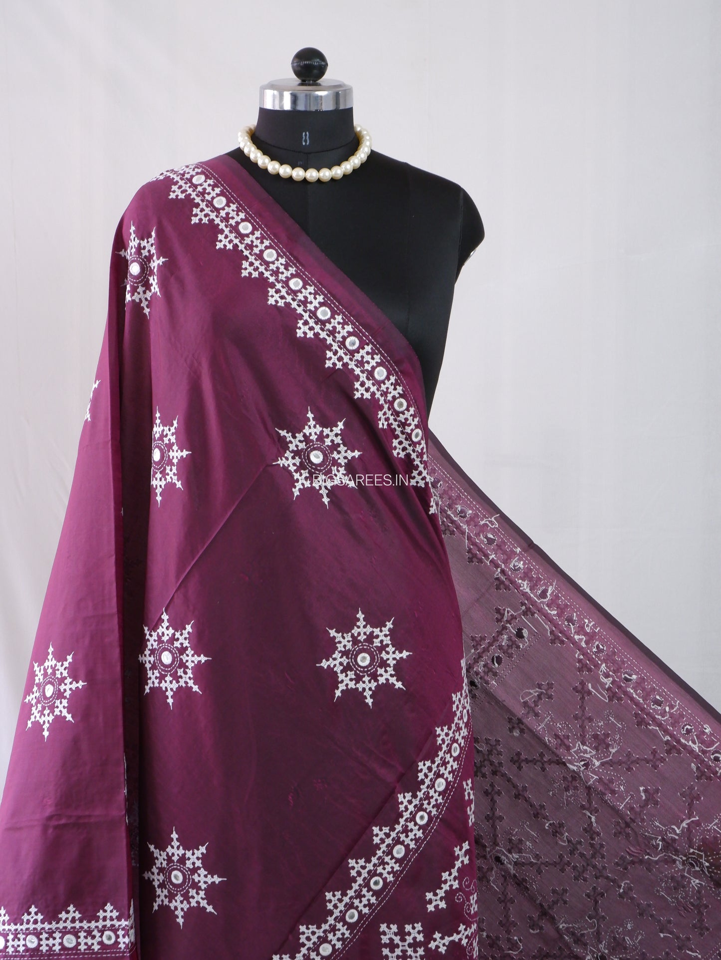 Kutchi Work Dupatta | Blended Bangalore Silk | Dark Purple