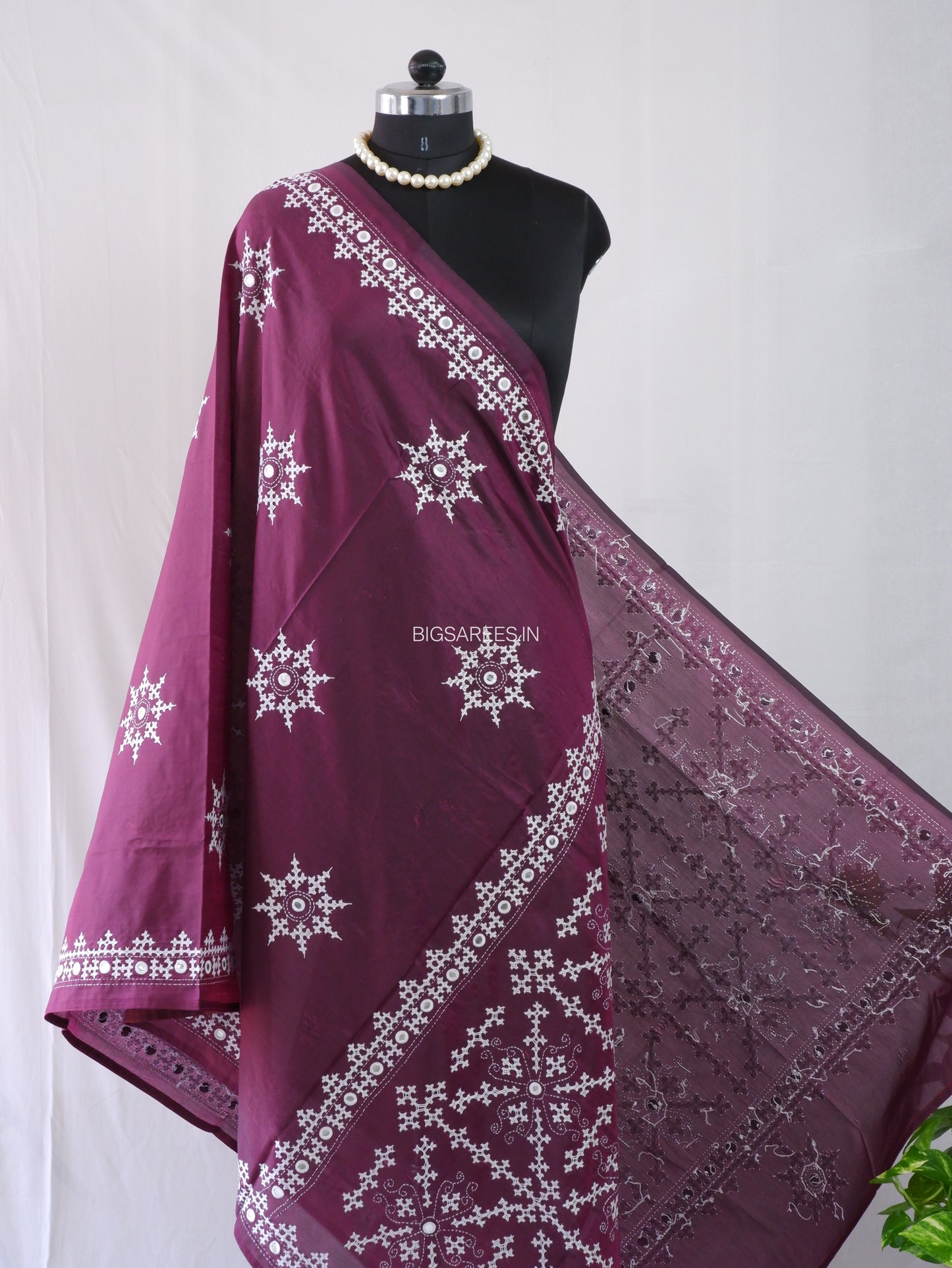 Kutchi Work Dupatta | Blended Bangalore Silk | Dark Purple